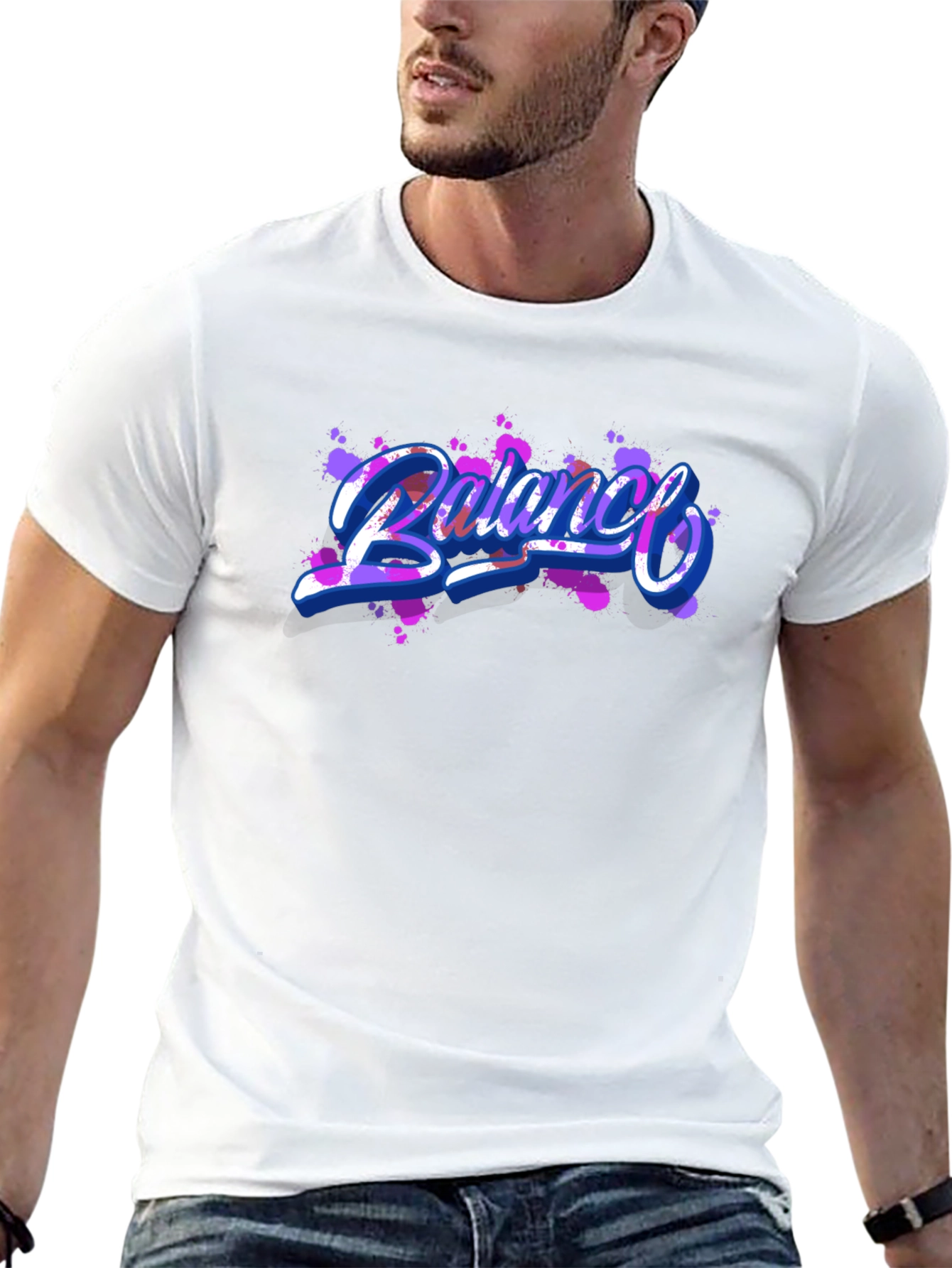 Balance Graphic Print Black T-Shirt