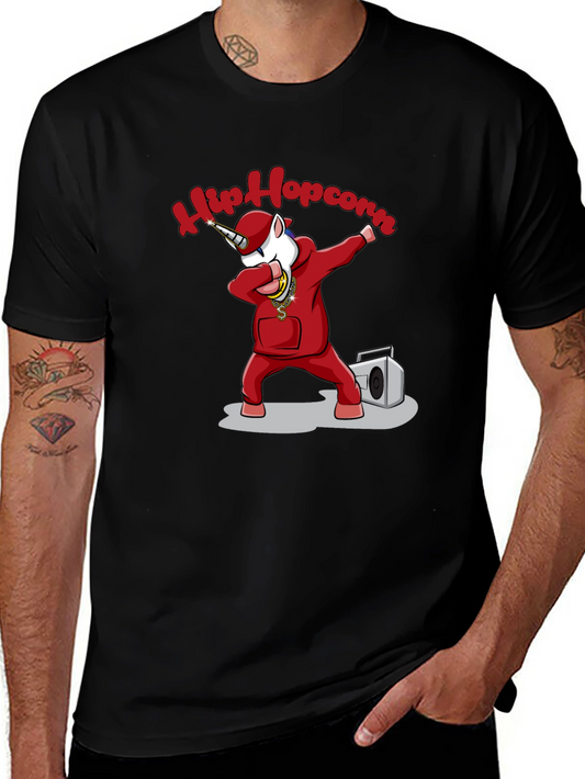 Hip Hopcorn Black T-Shirt - Funny Unicorn Dab
