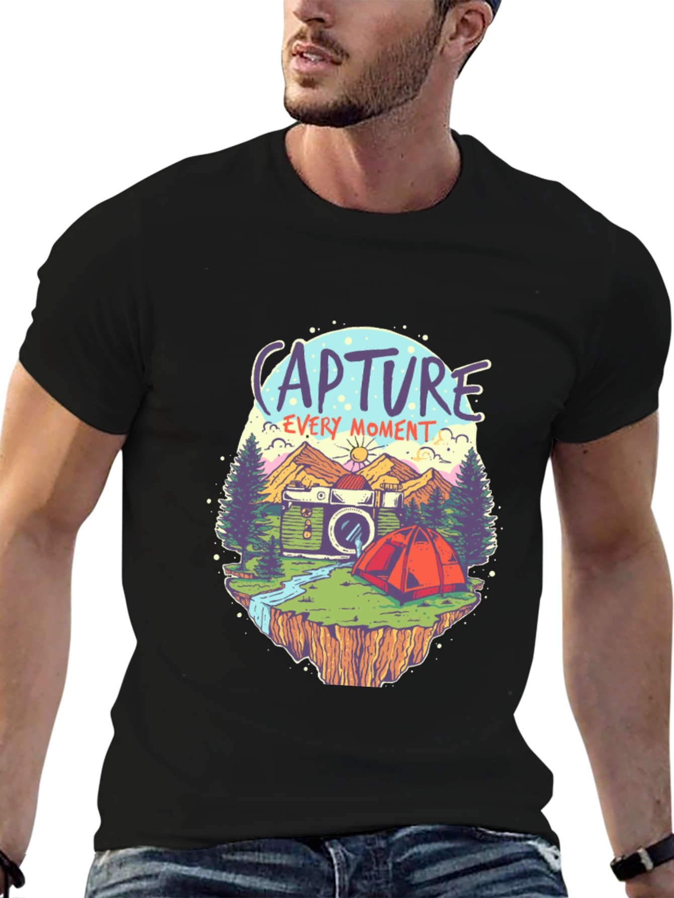Capture Every Moment Black Graphic Tee