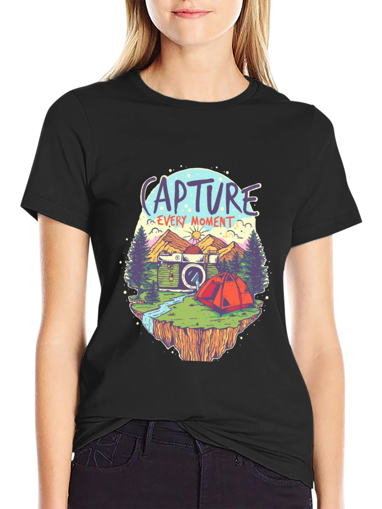 Capture Every Moment Black Graphic Tee