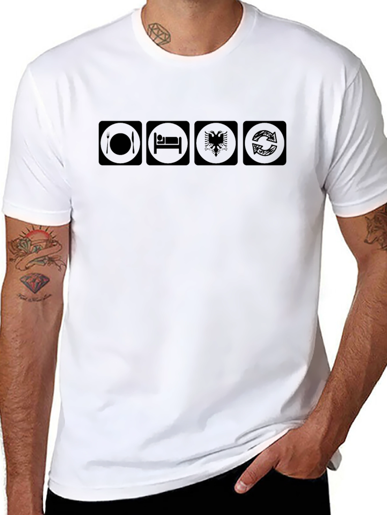 Eat Sleep Albania Repeat Black T-Shirt