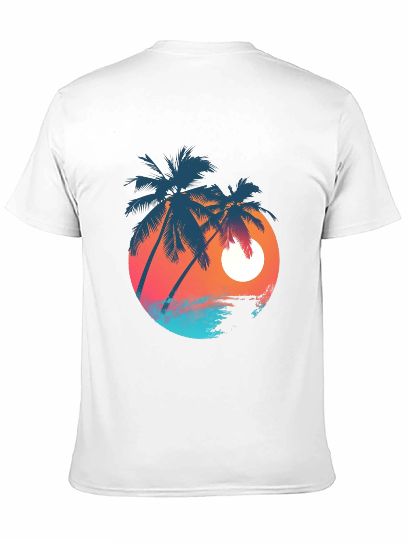 Sunset Palm Tree Graphic Tee - Black