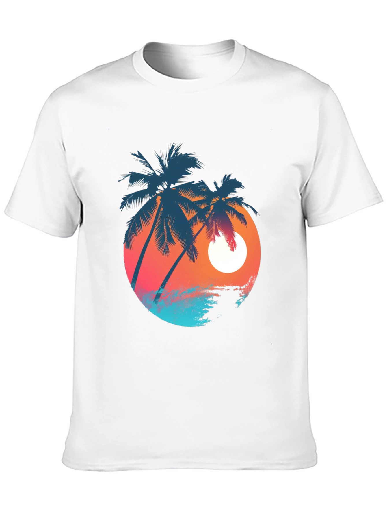 Sunset Palm Tree Graphic Tee - Black