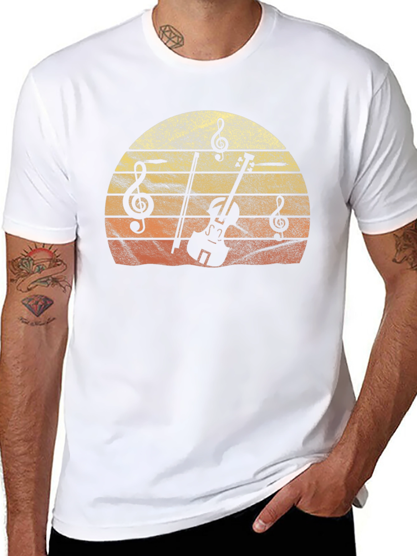 Musical Sunset T-Shirt - Violin & Notes