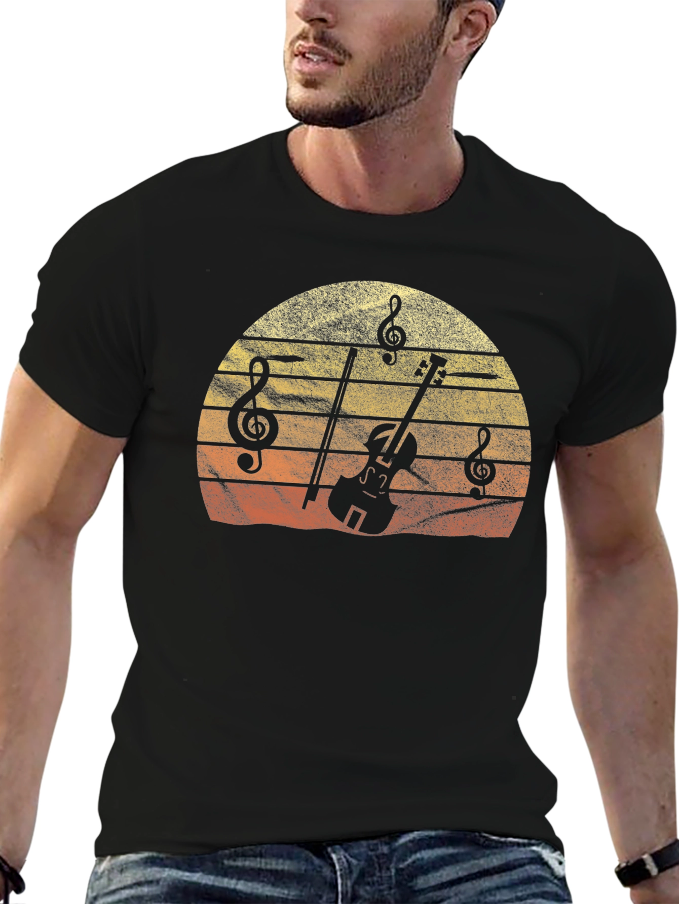 Musical Sunset T-Shirt - Violin & Notes