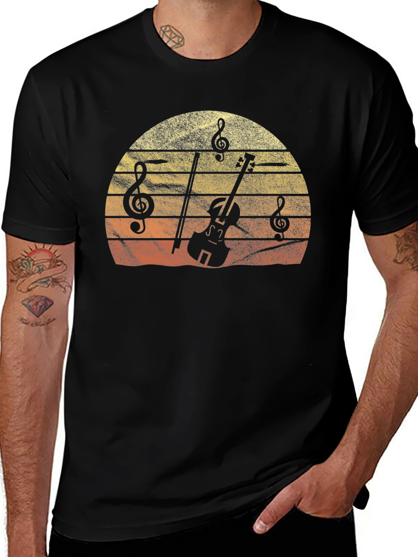 Musical Sunset T-Shirt - Violin & Notes