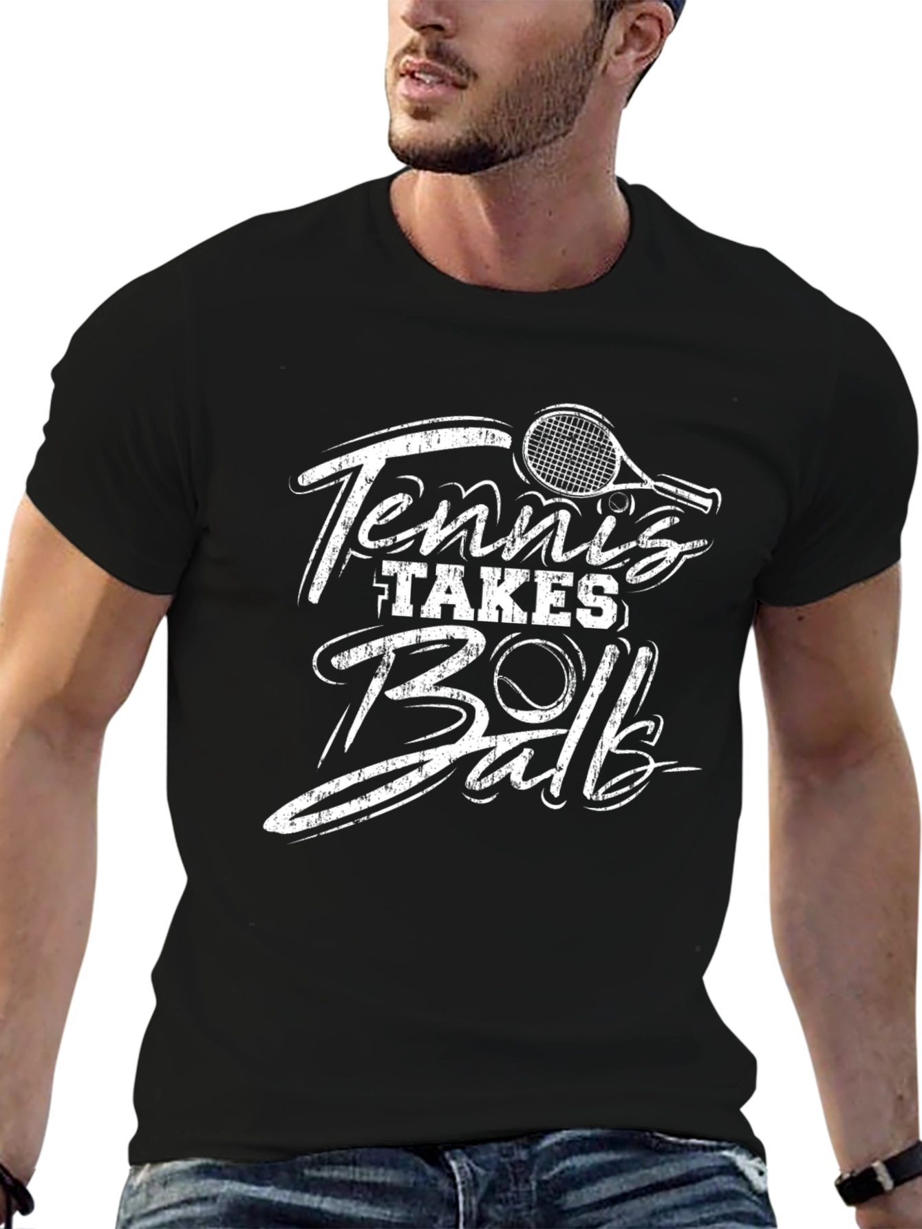 Tennis Takes Ball Black Graphic Tee