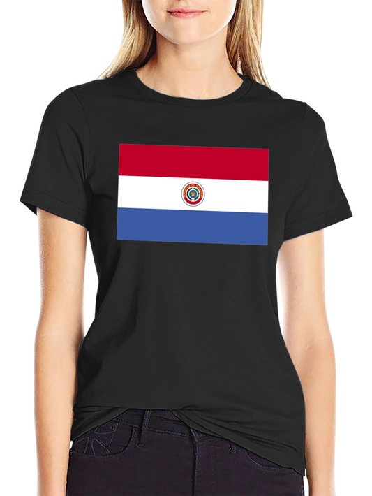 Paraguay Flag Graphic Tee - Black Cotton T-Shirt