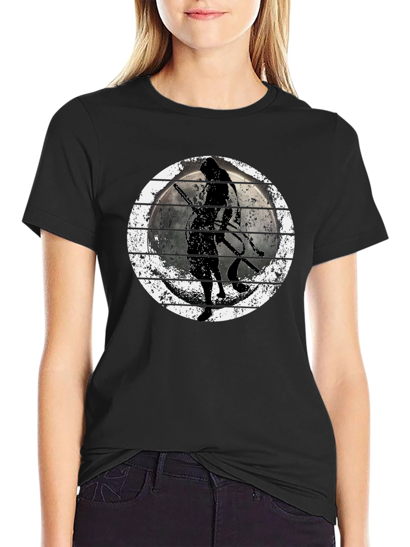 Samurai Warrior Moon Graphic T-Shirt
