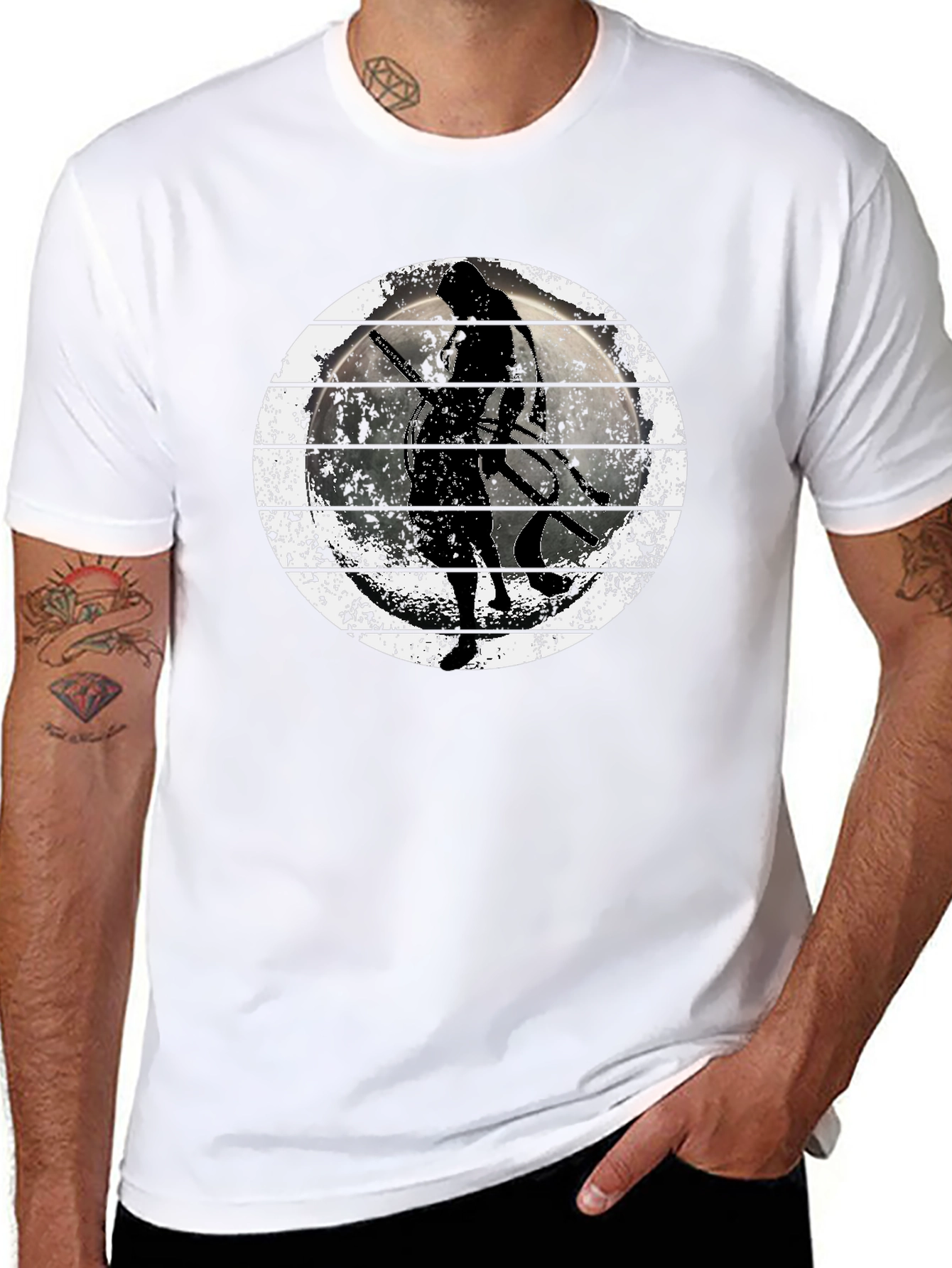 Samurai Warrior Moon Graphic T-Shirt