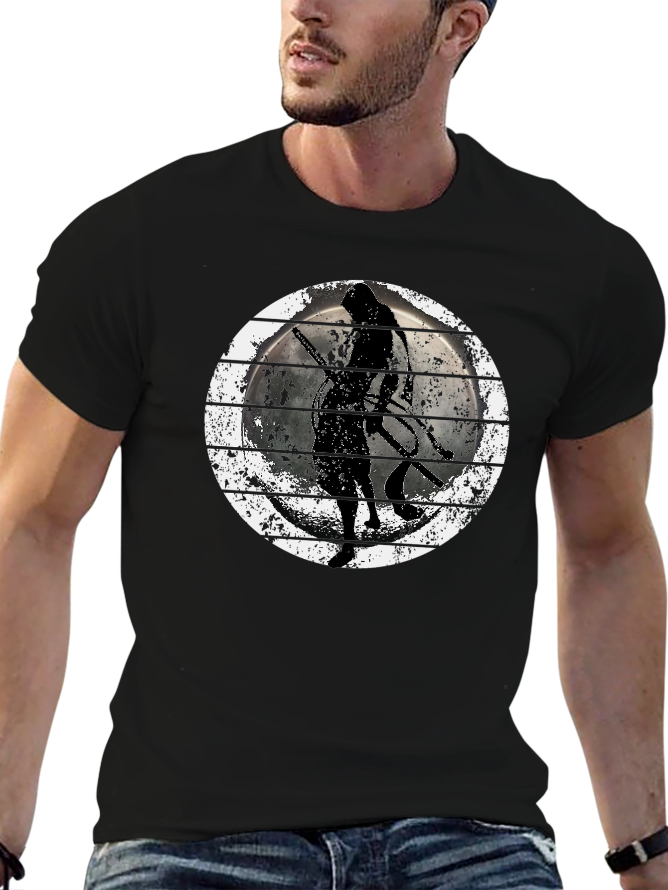 Samurai Warrior Moon Graphic T-Shirt