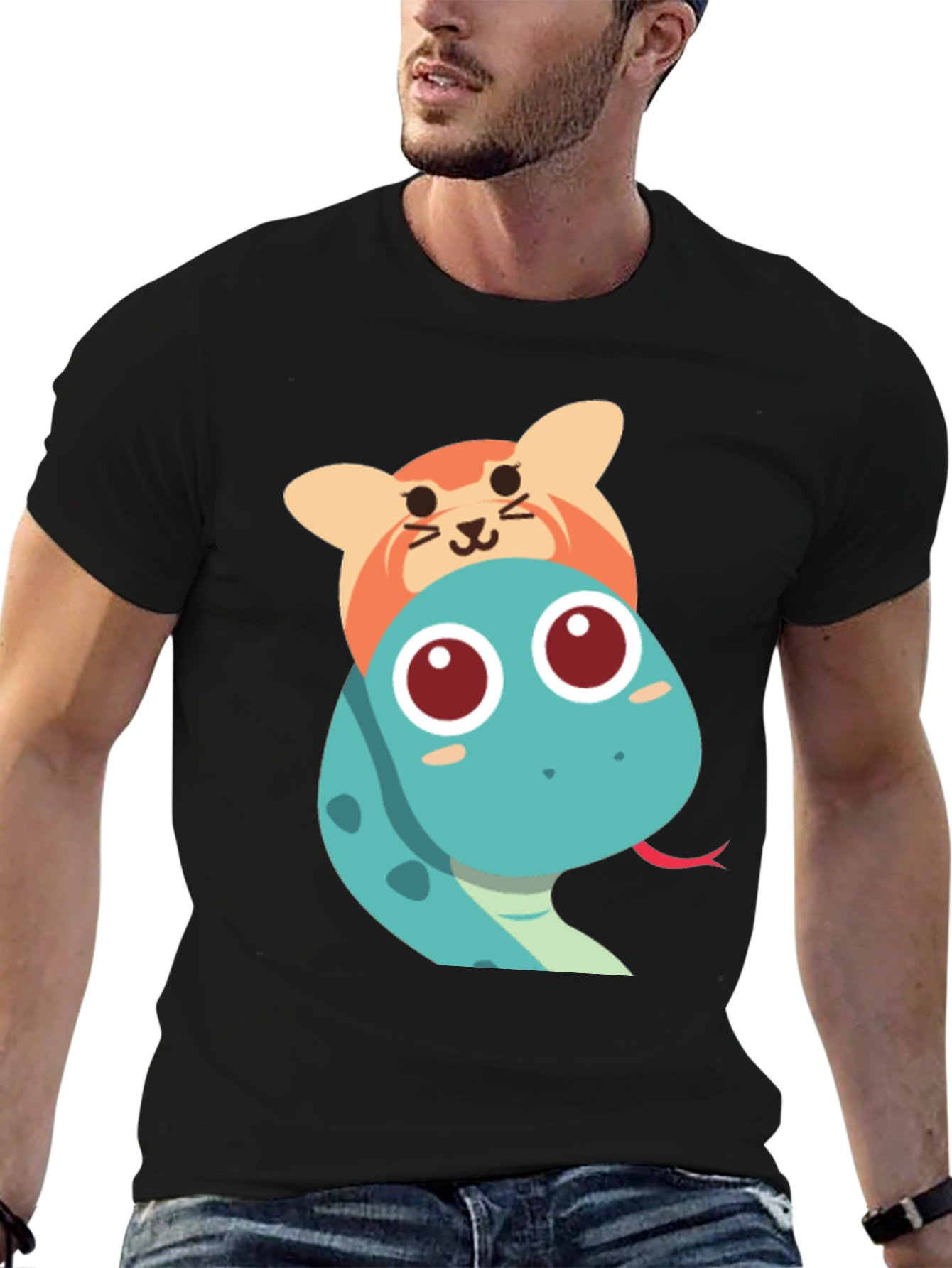 Cute Snake and Cat T-Shirt