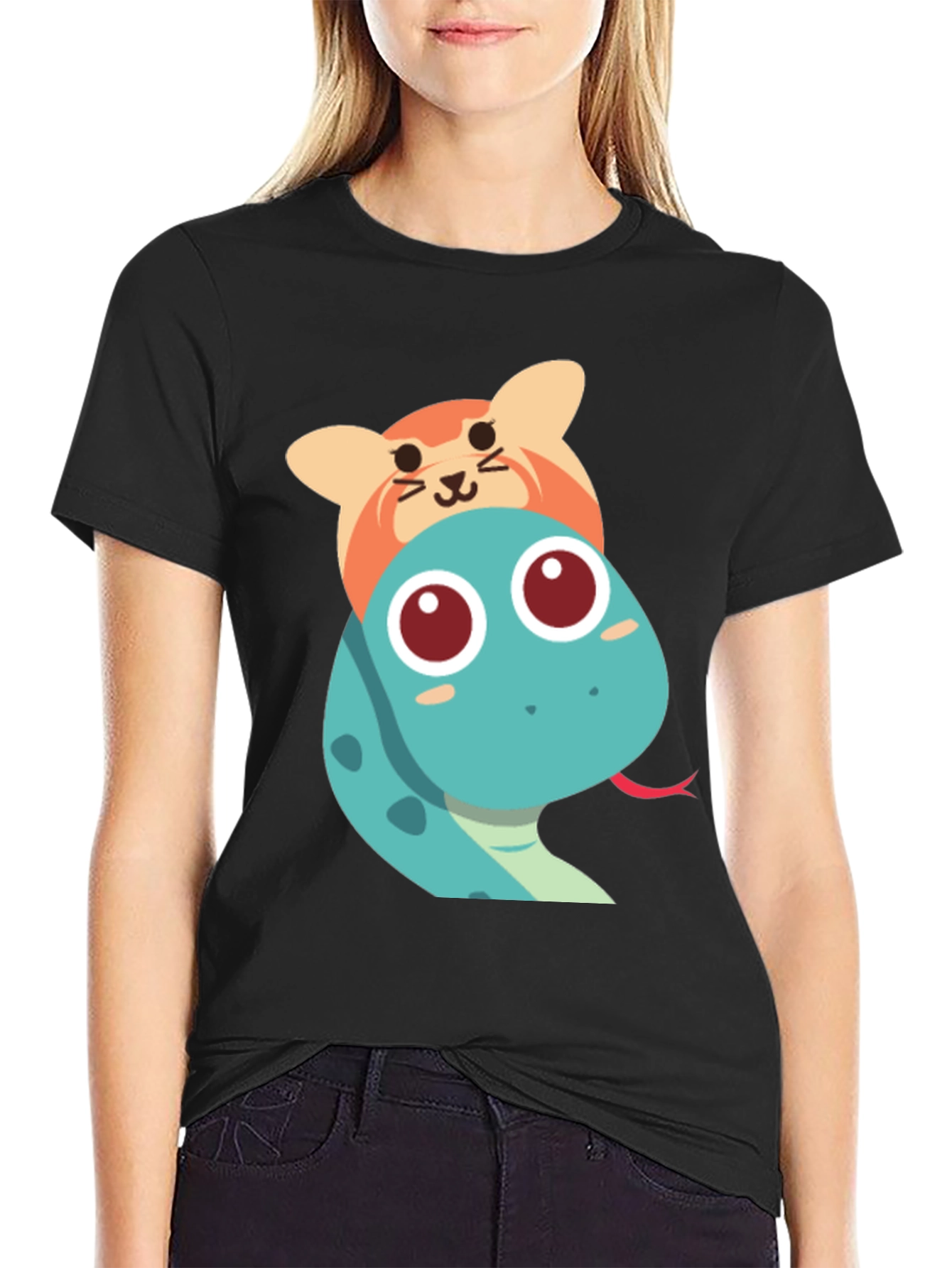 Cute Snake and Cat T-Shirt