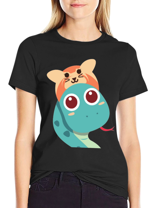 Cute Snake and Cat T-Shirt