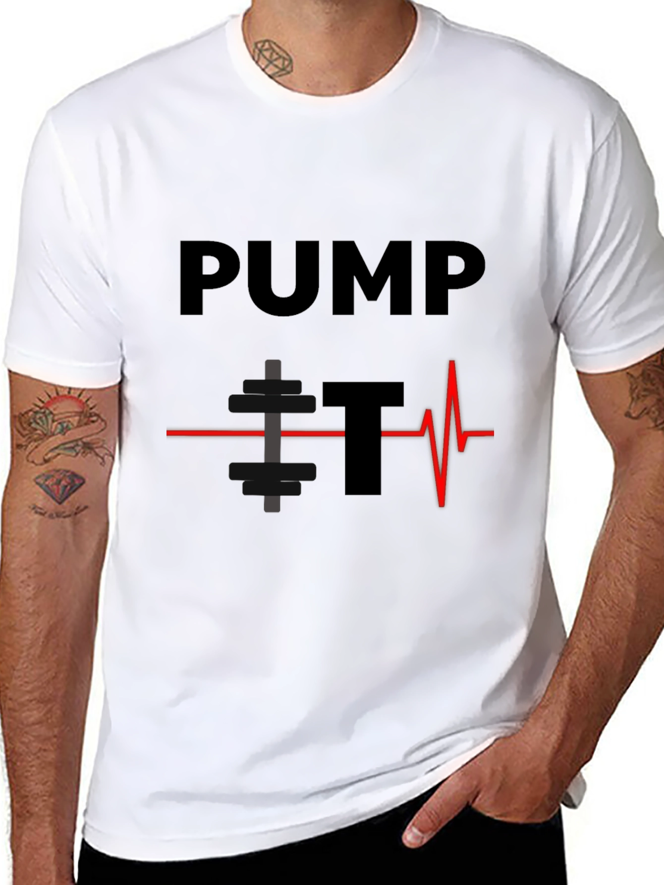 Pump It Heartbeat Graphic Tee - Black