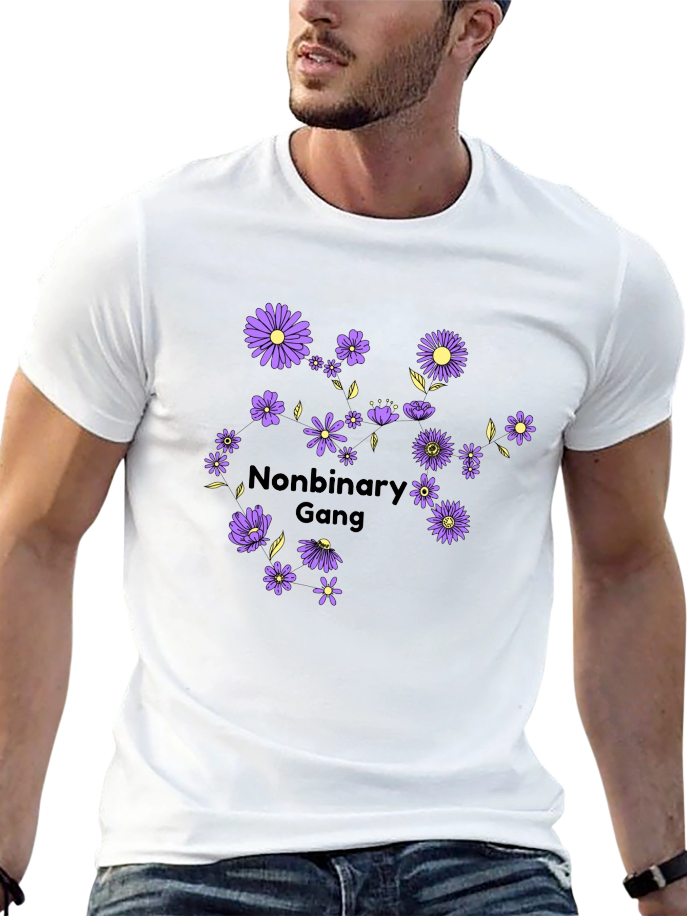 Nonbinary Gang Flower Graphic T-Shirt