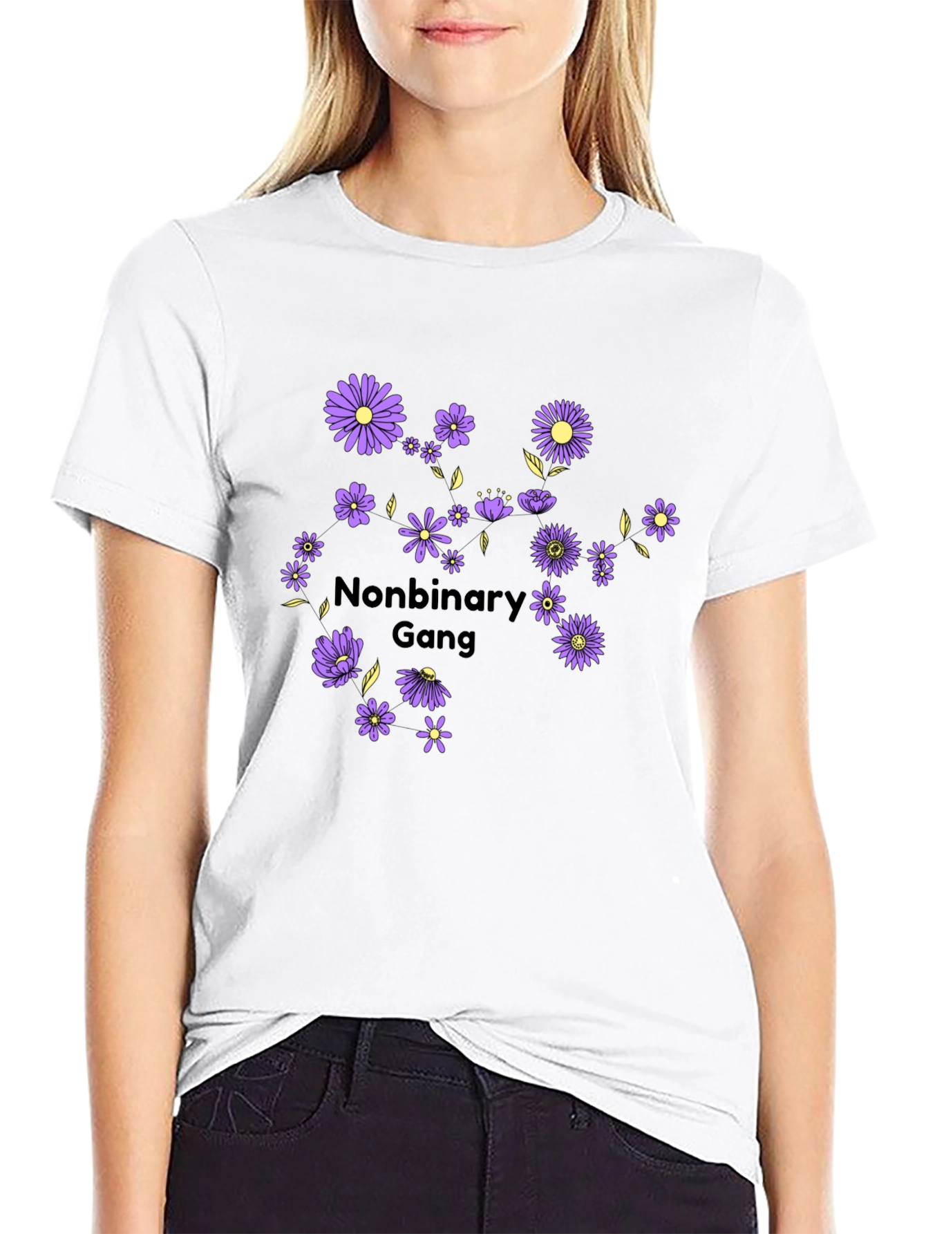 Nonbinary Gang Flower Graphic T-Shirt