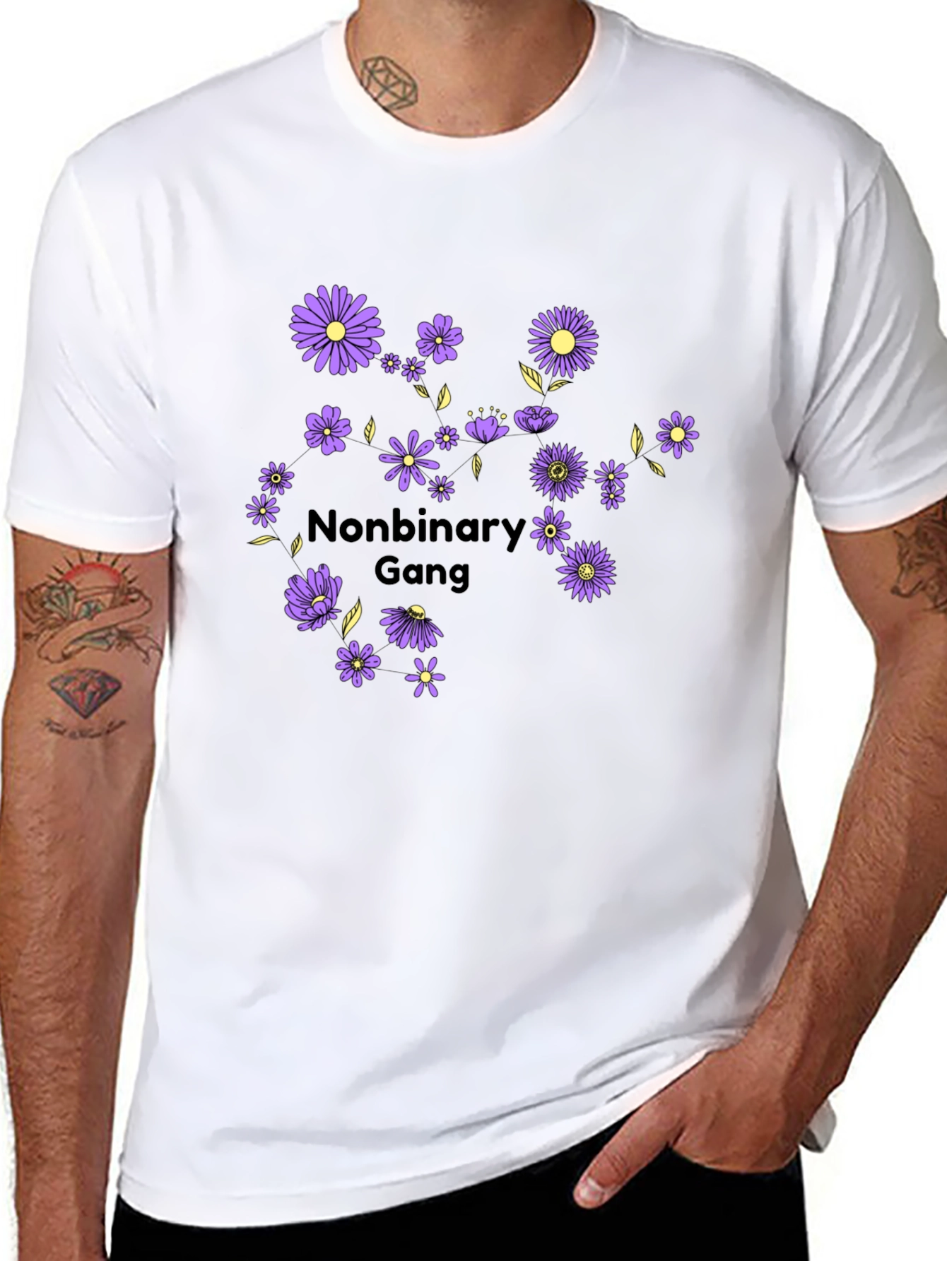 Nonbinary Gang Flower Graphic T-Shirt