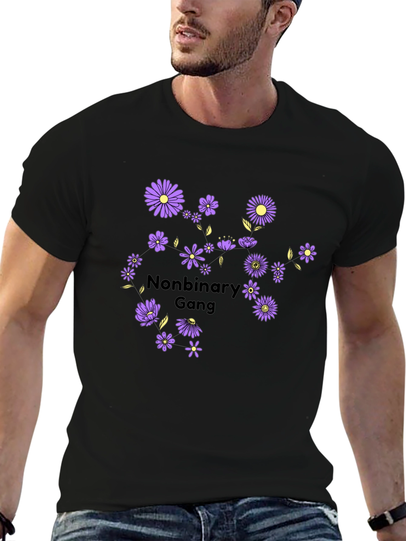 Nonbinary Gang Flower Graphic T-Shirt