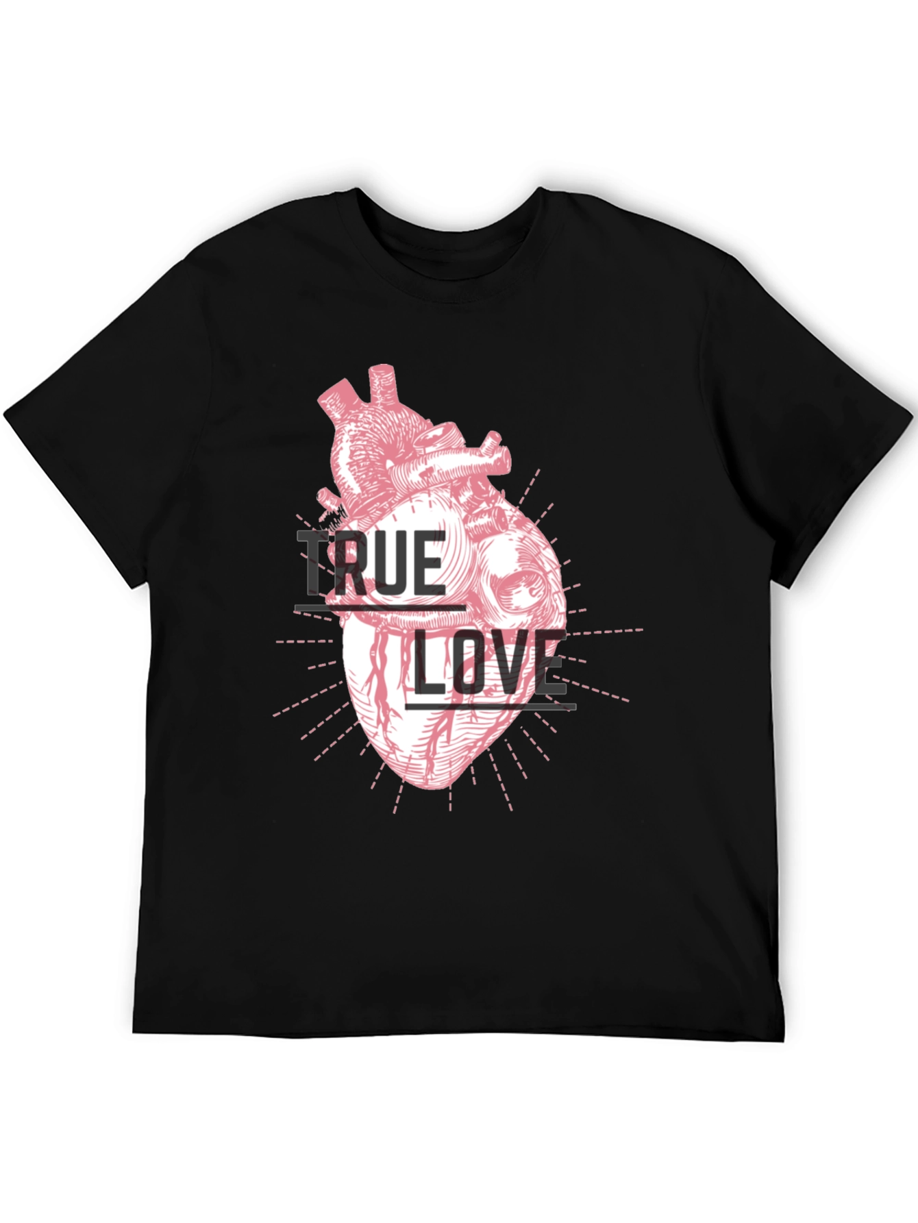 True Love Heart Graphic Tee - Black T-Shirt