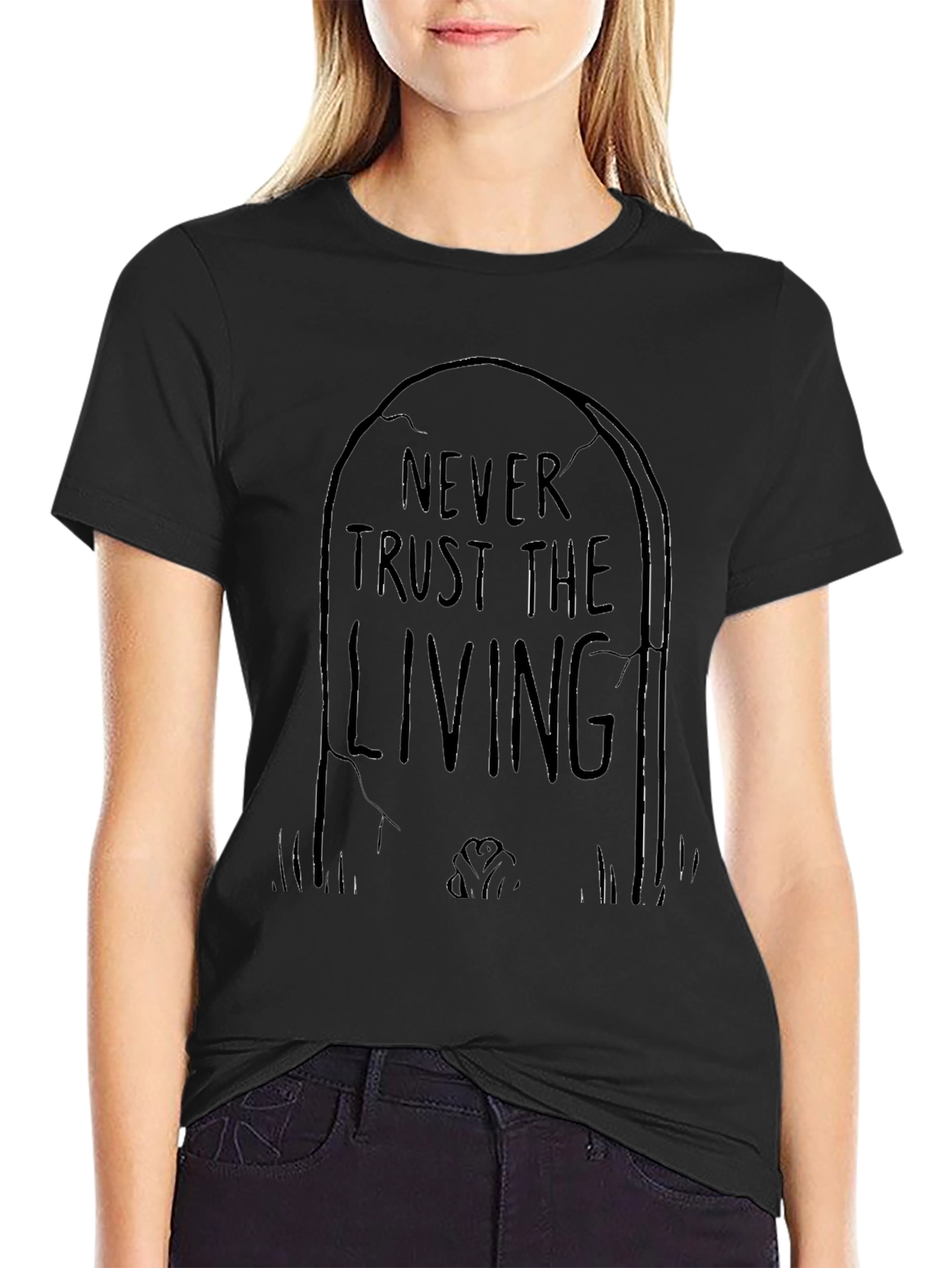 Never Trust the Living Graphic Tee - Black Cotton