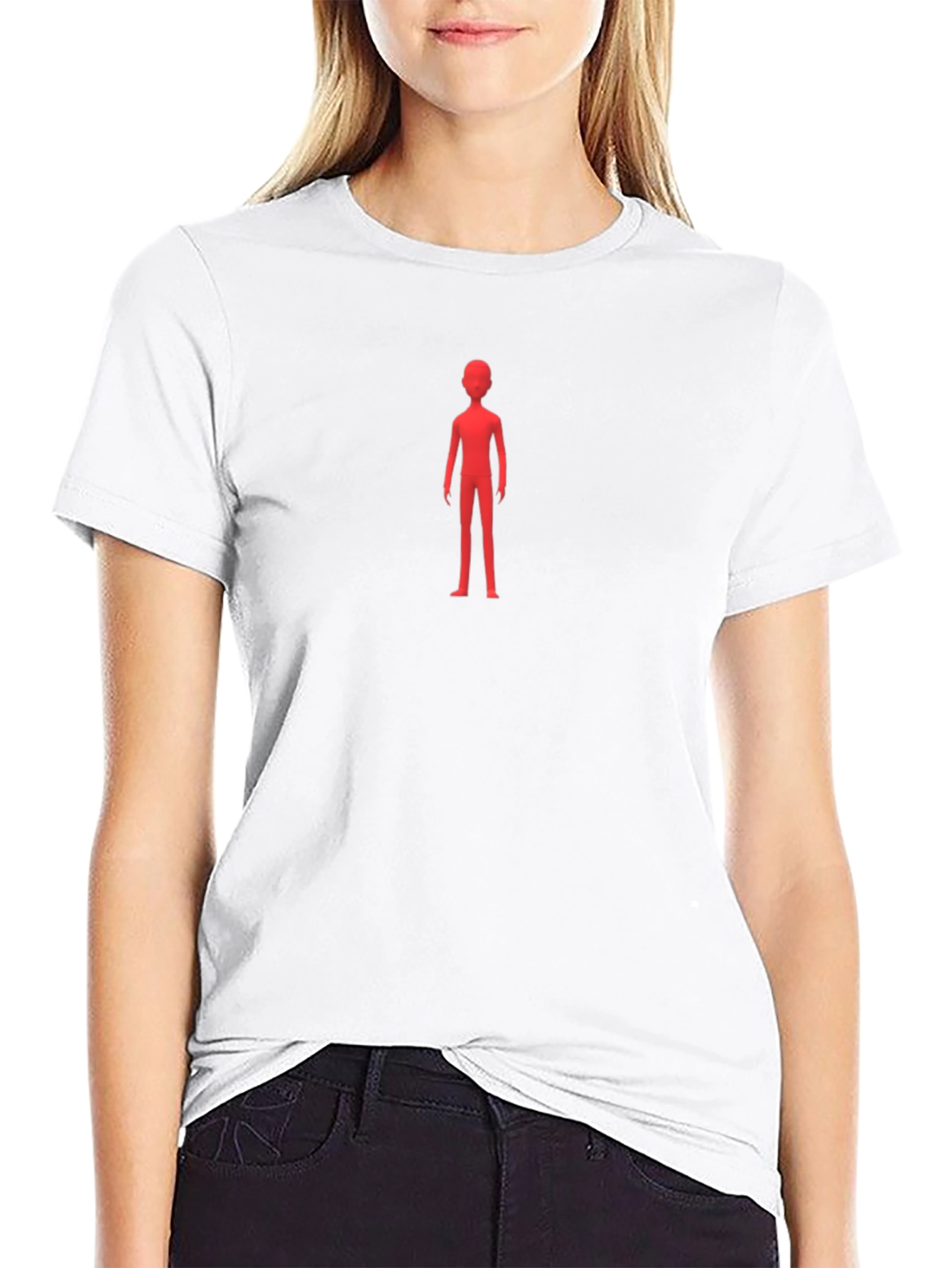 Minimalist Red Figure Black T-Shirt