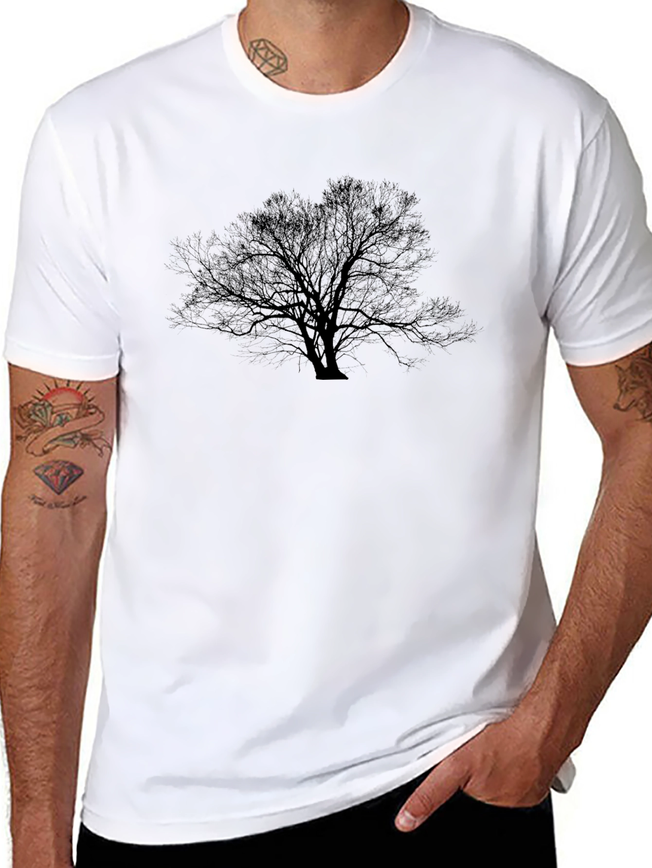Black Tree Graphic Tee - Mens Casual Style
