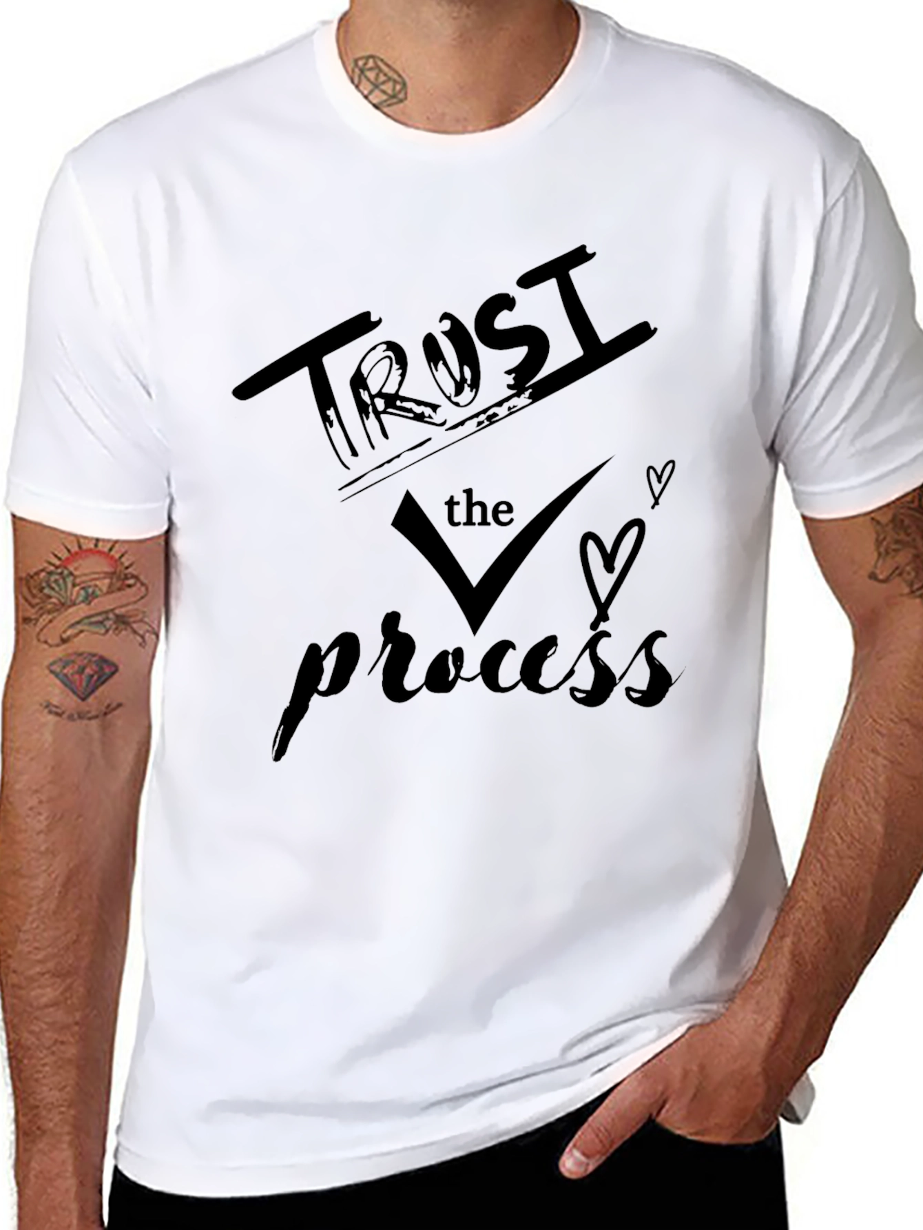 Trust The Process Black Graphic T-Shirt