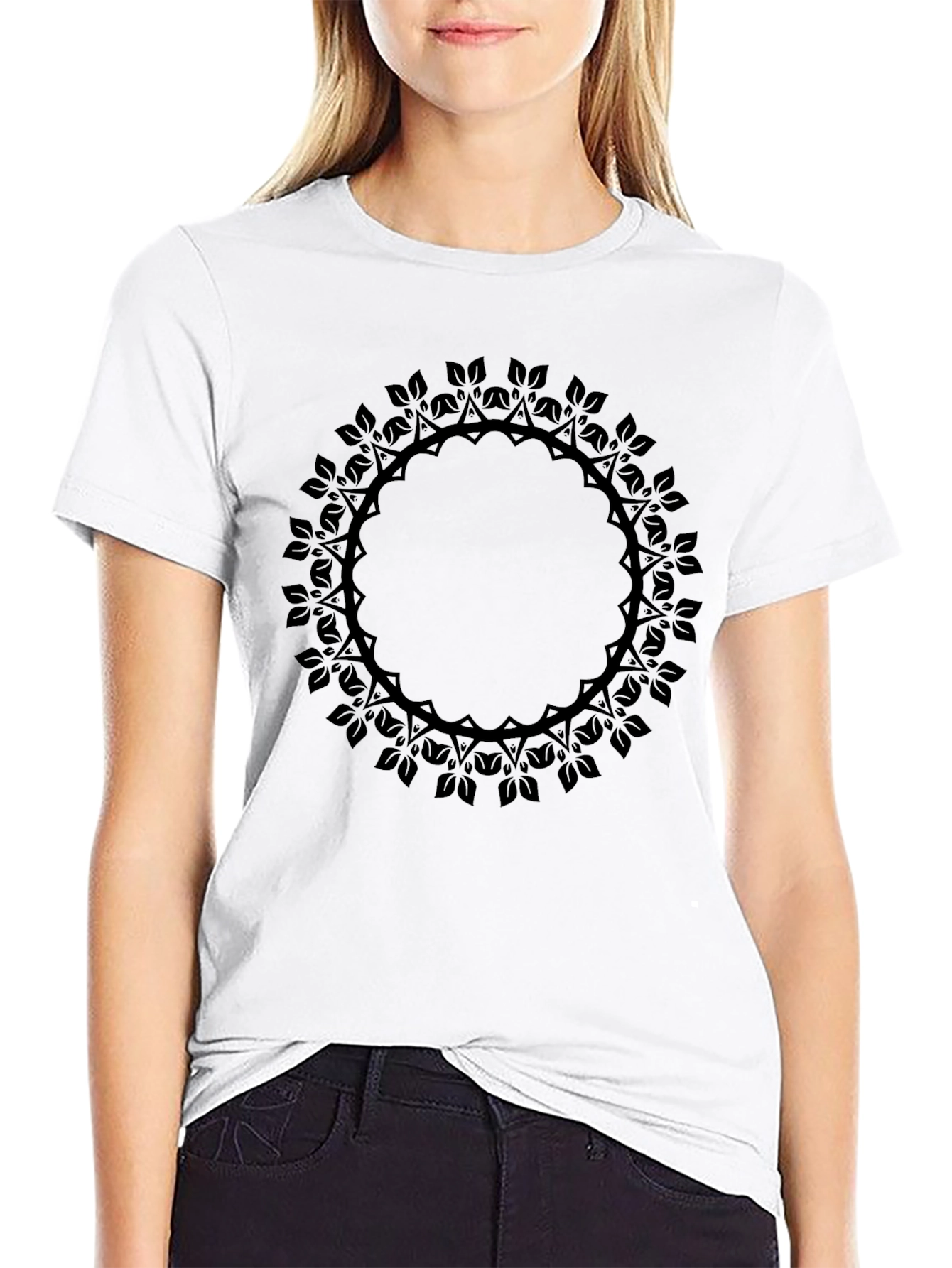 Mens Black Mandala Graphic T-Shirt