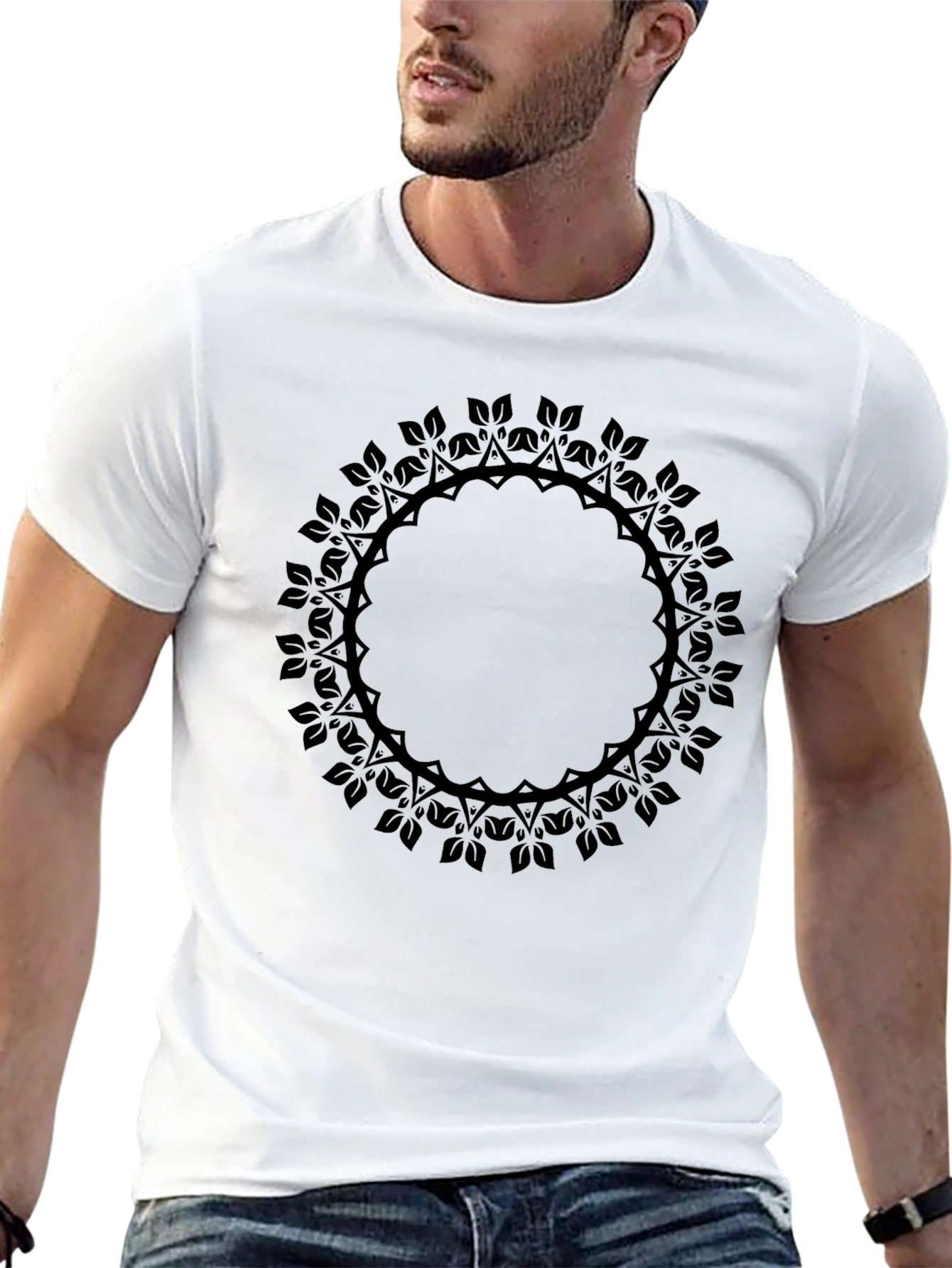 Mens Black Mandala Graphic T-Shirt