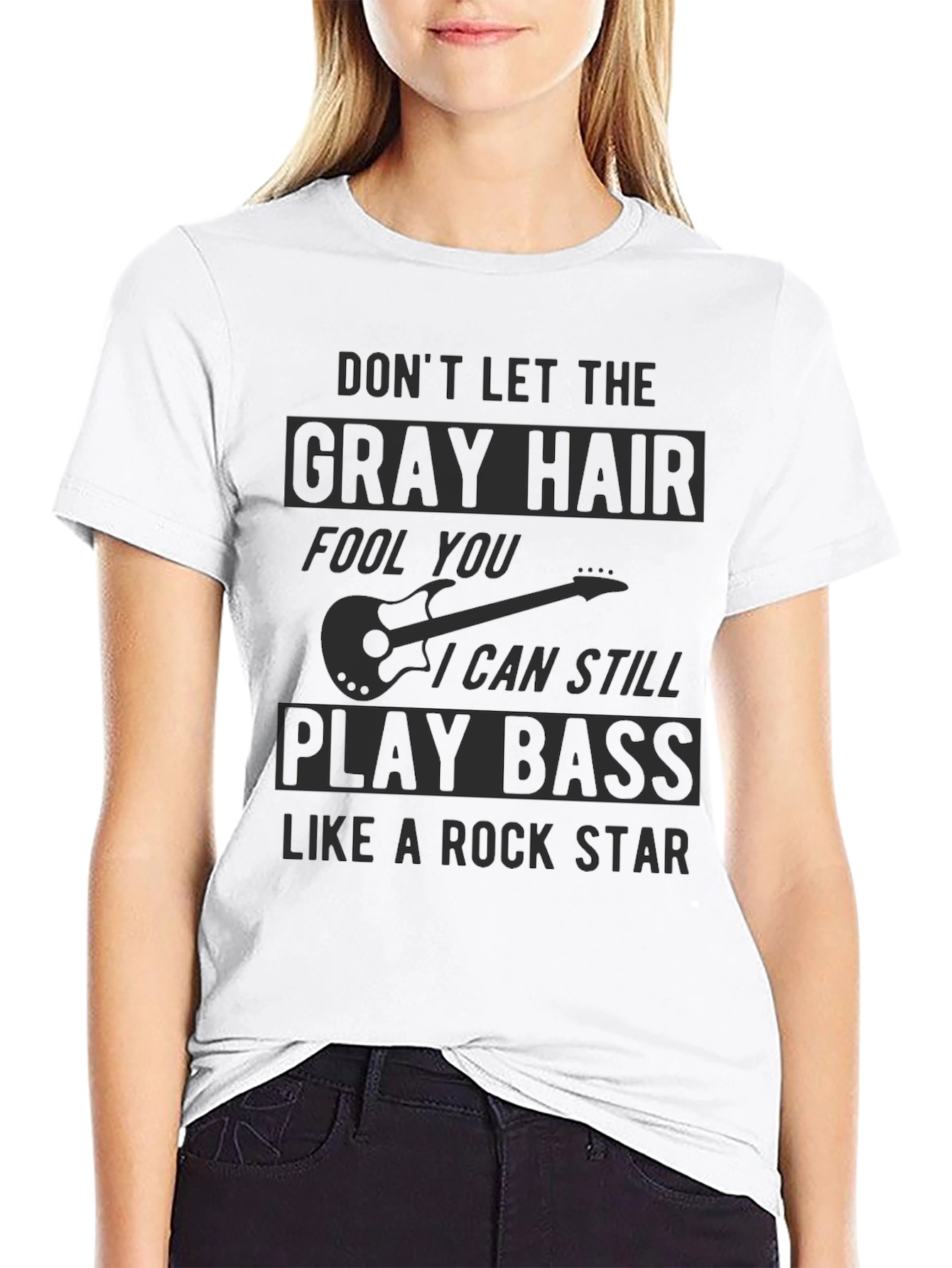 Gray Hair Bass Player Rock Star T-Shirt