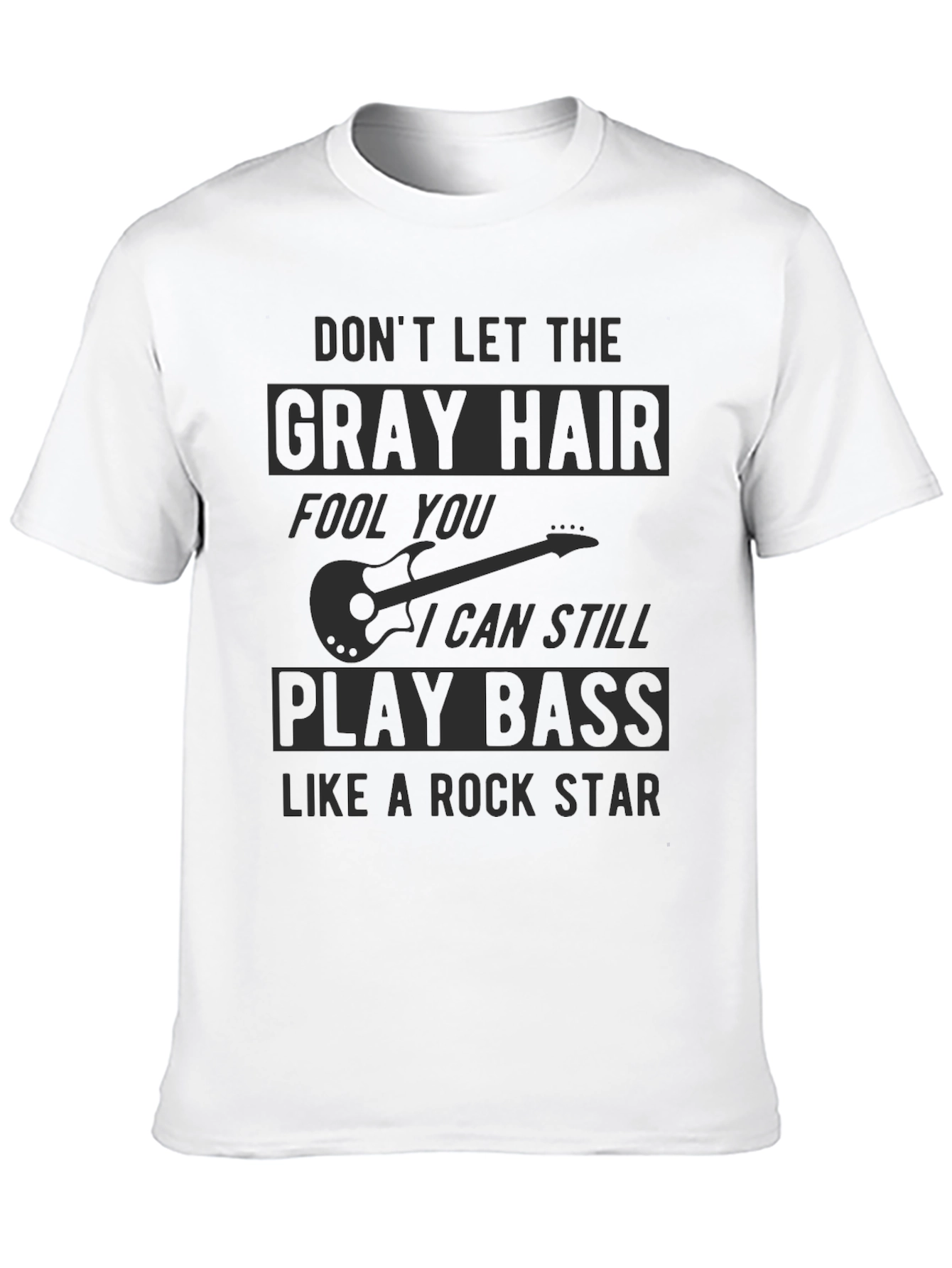 Gray Hair Bass Player Rock Star T-Shirt