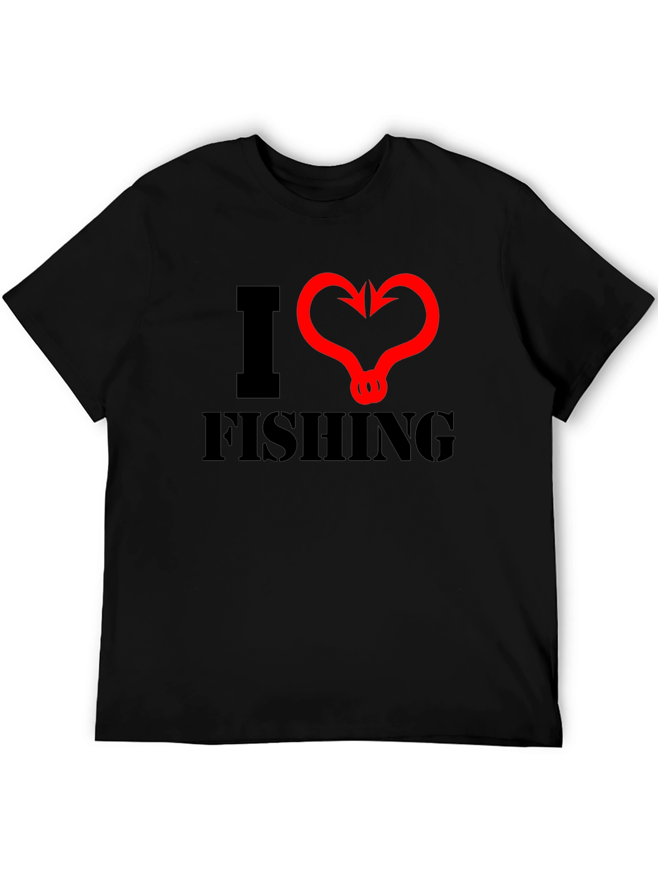 I Heart Fishing Graphic Tee - Black