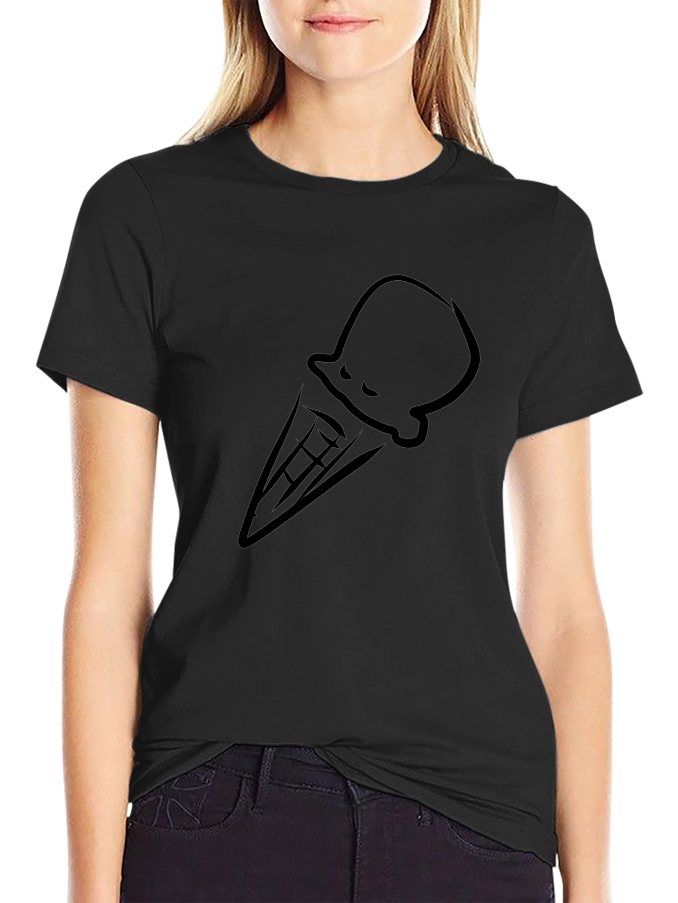 Cool Ice Cream Cone Graphic Tee - Black T-Shirt