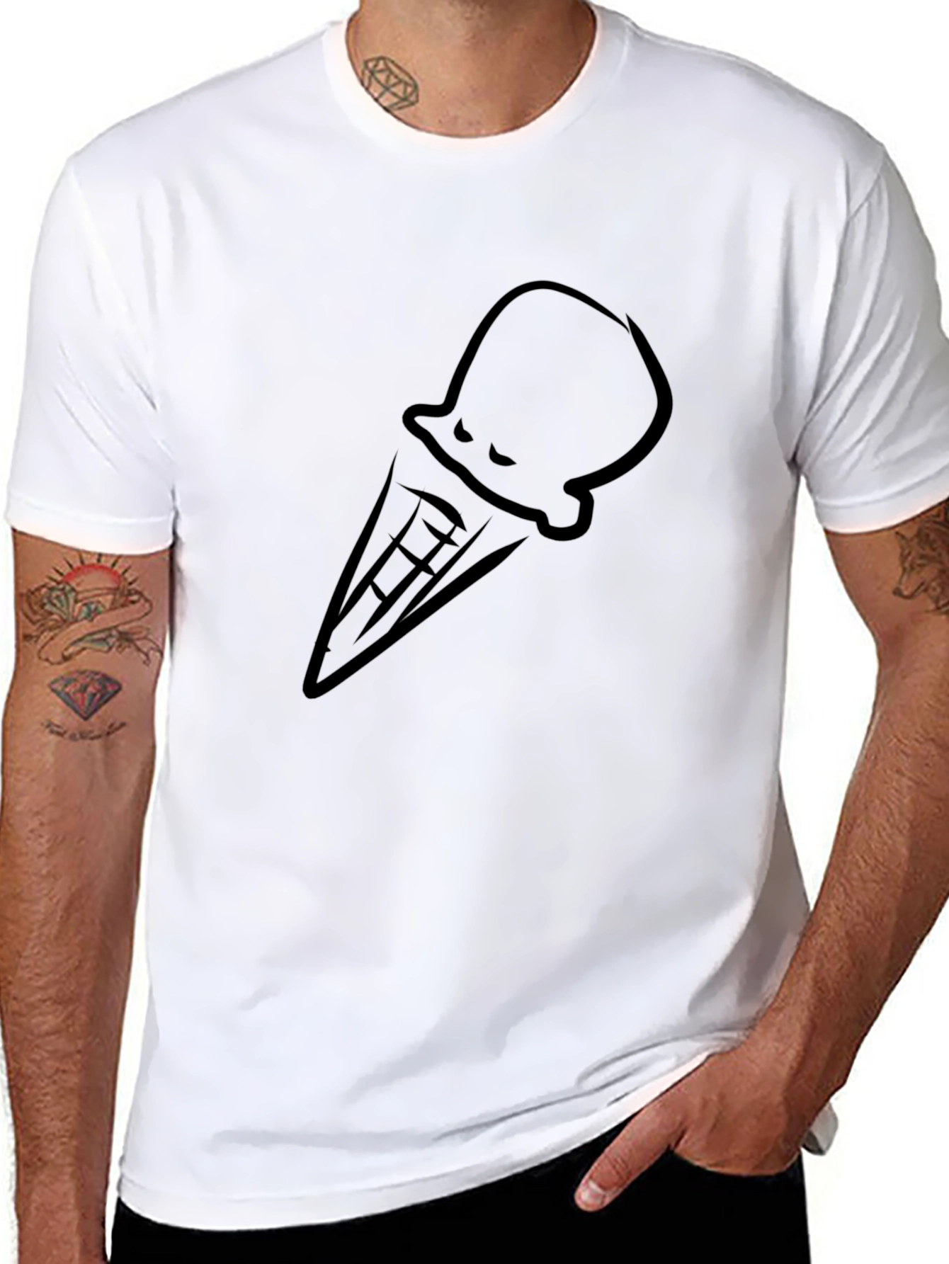 Cool Ice Cream Cone Graphic Tee - Black T-Shirt