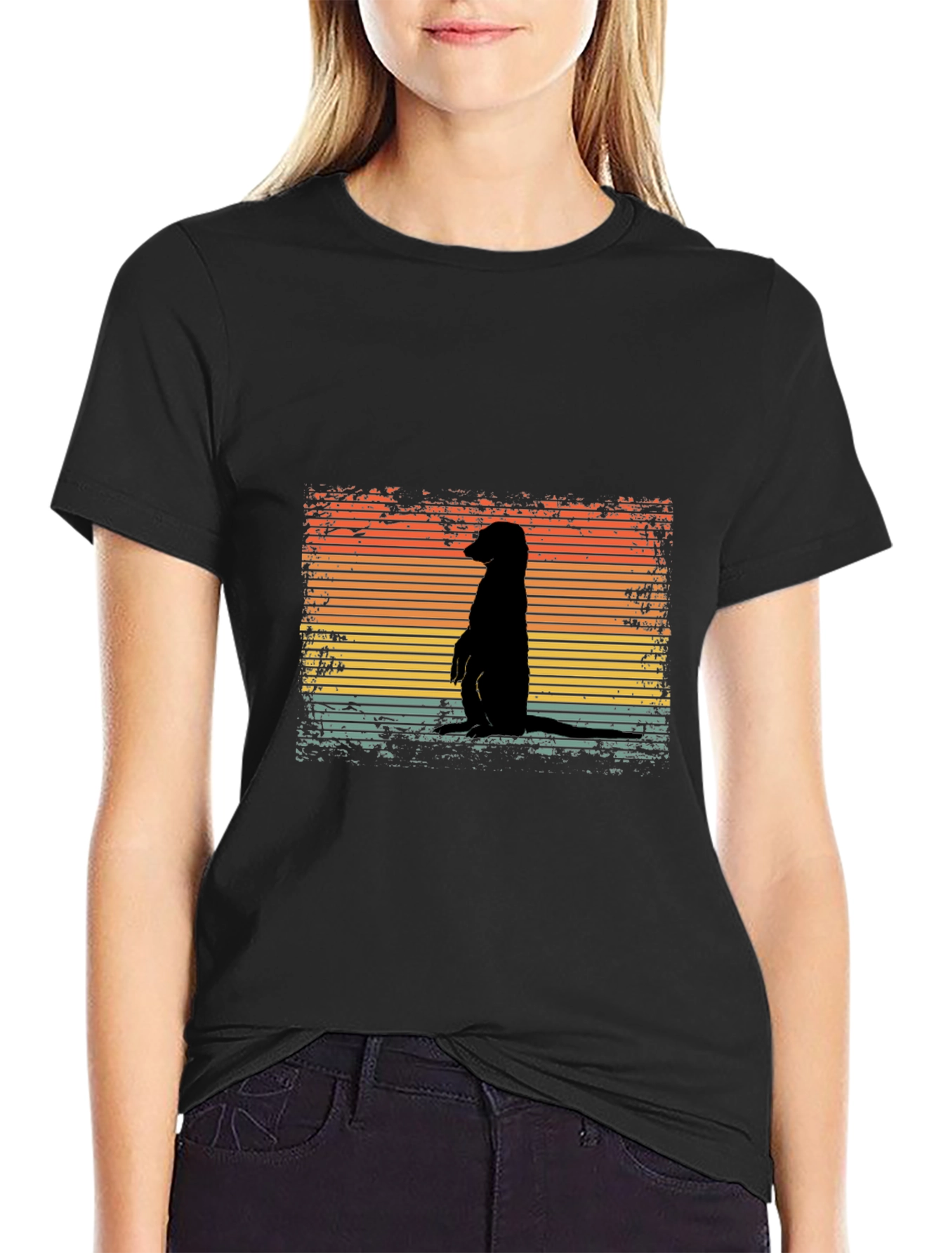 Retro Meerkat Sunset T-Shirt