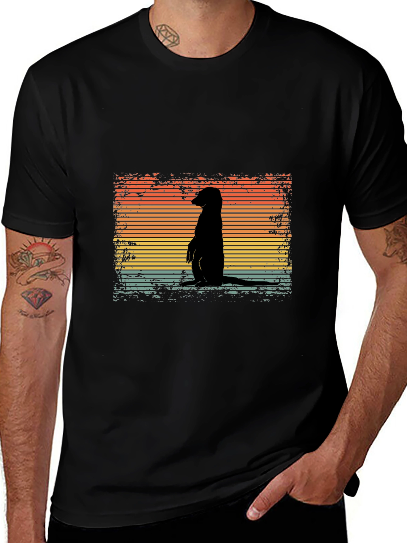 Retro Meerkat Sunset T-Shirt