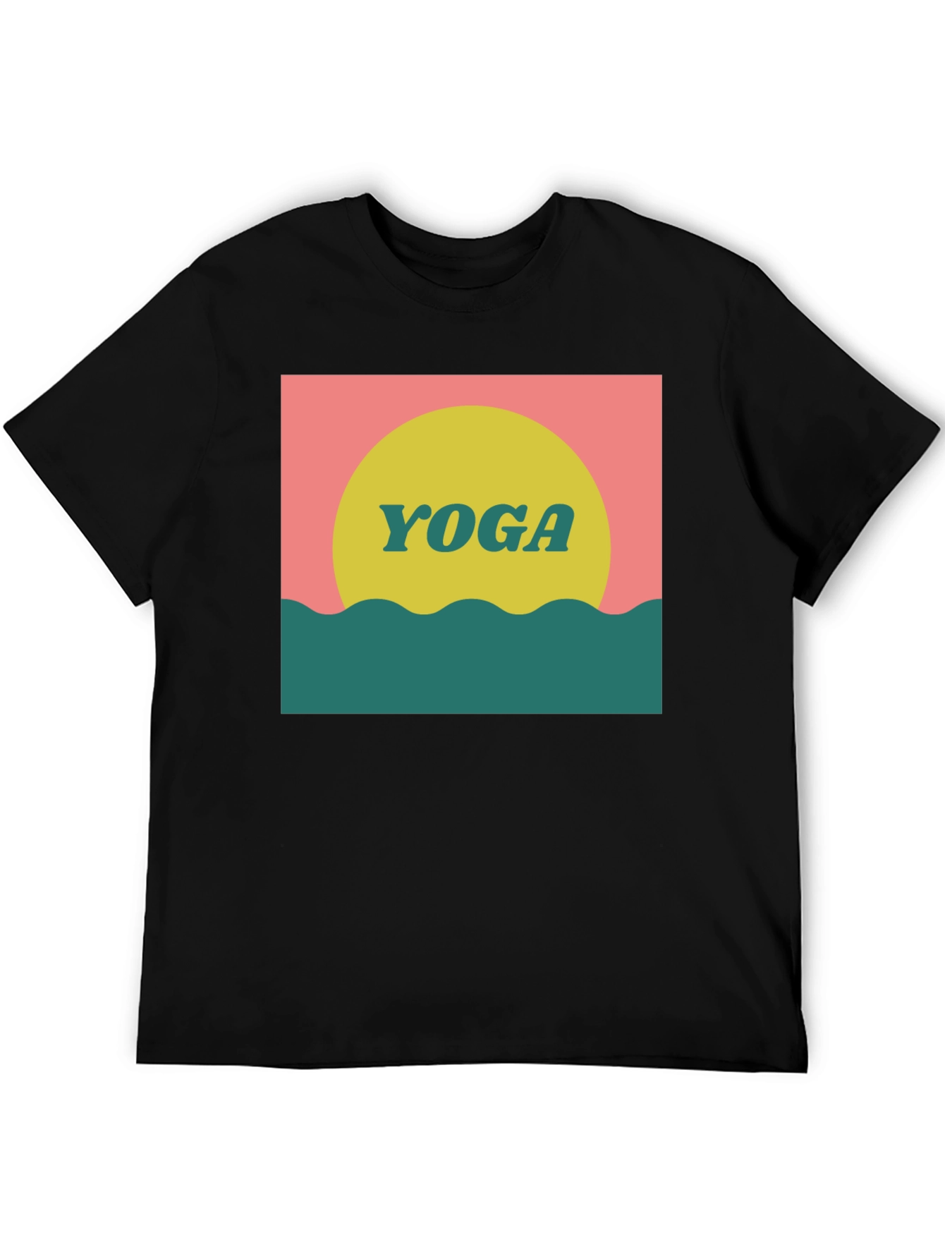 Retro Yoga Graphic Tee - Black Cotton T-Shirt