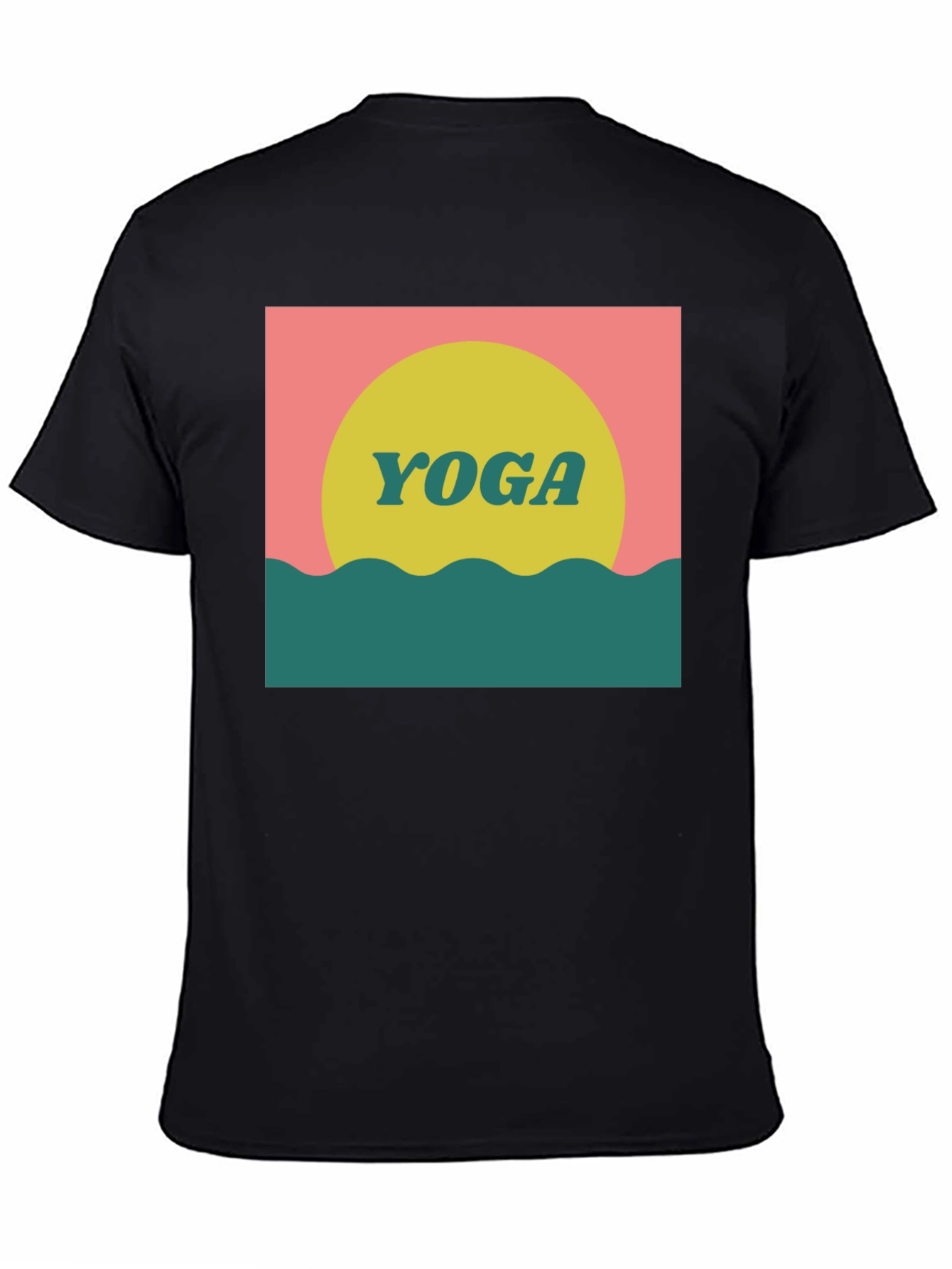 Retro Yoga Graphic Tee - Black Cotton T-Shirt