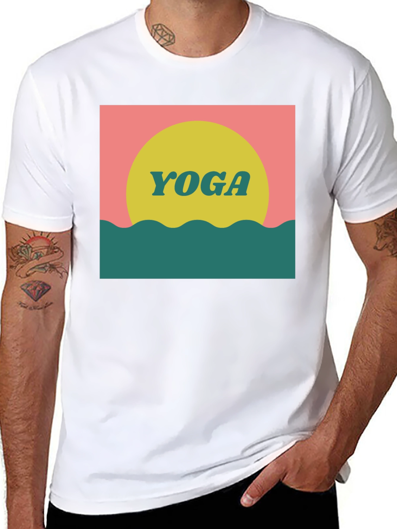 Retro Yoga Graphic Tee - Black Cotton T-Shirt
