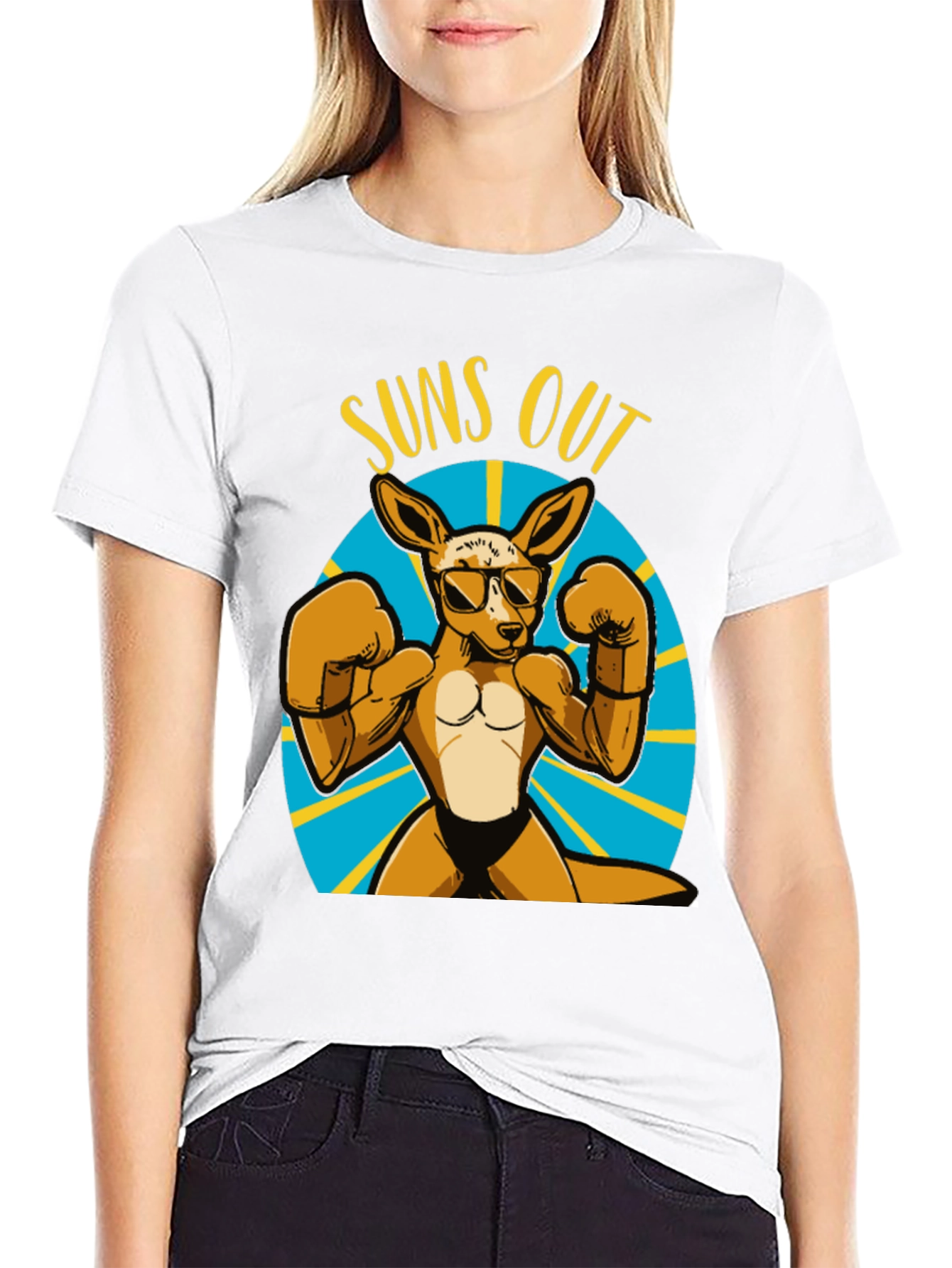 Suns Out Guns Out Kangaroo Boxing T-Shirt