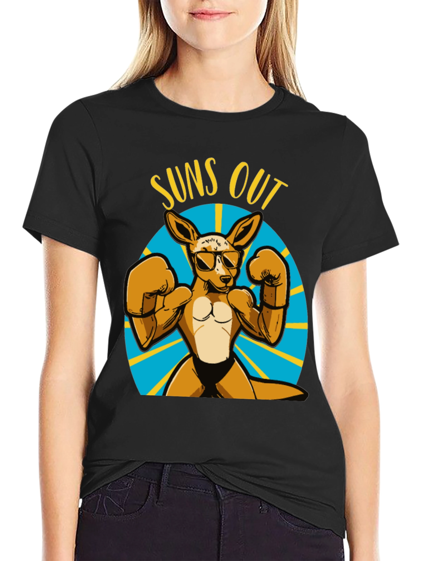 Suns Out Guns Out Kangaroo Boxing T-Shirt