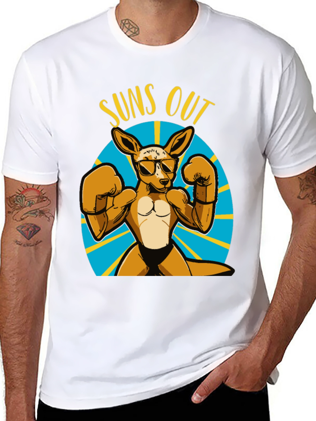 Suns Out Guns Out Kangaroo Boxing T-Shirt
