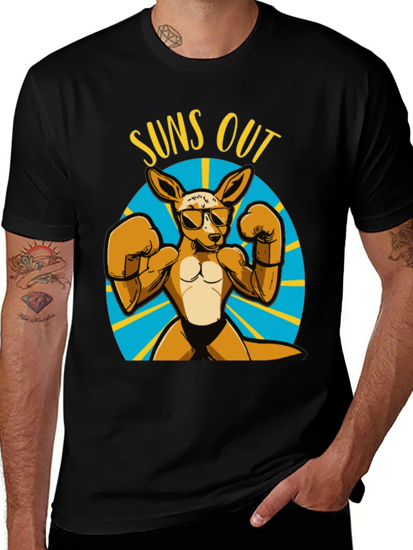 Suns Out Guns Out Kangaroo Boxing T-Shirt