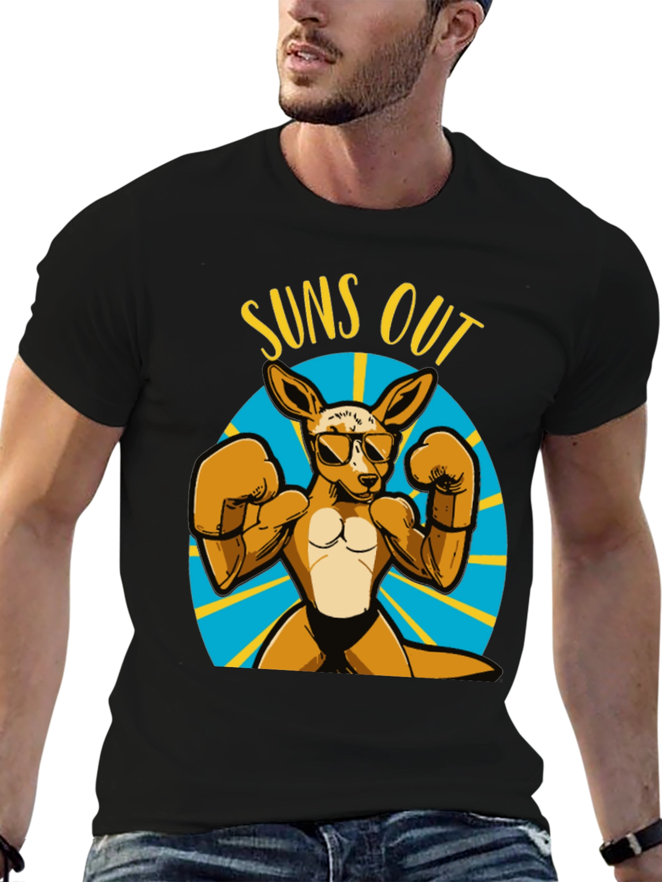 Suns Out Guns Out Kangaroo Boxing T-Shirt
