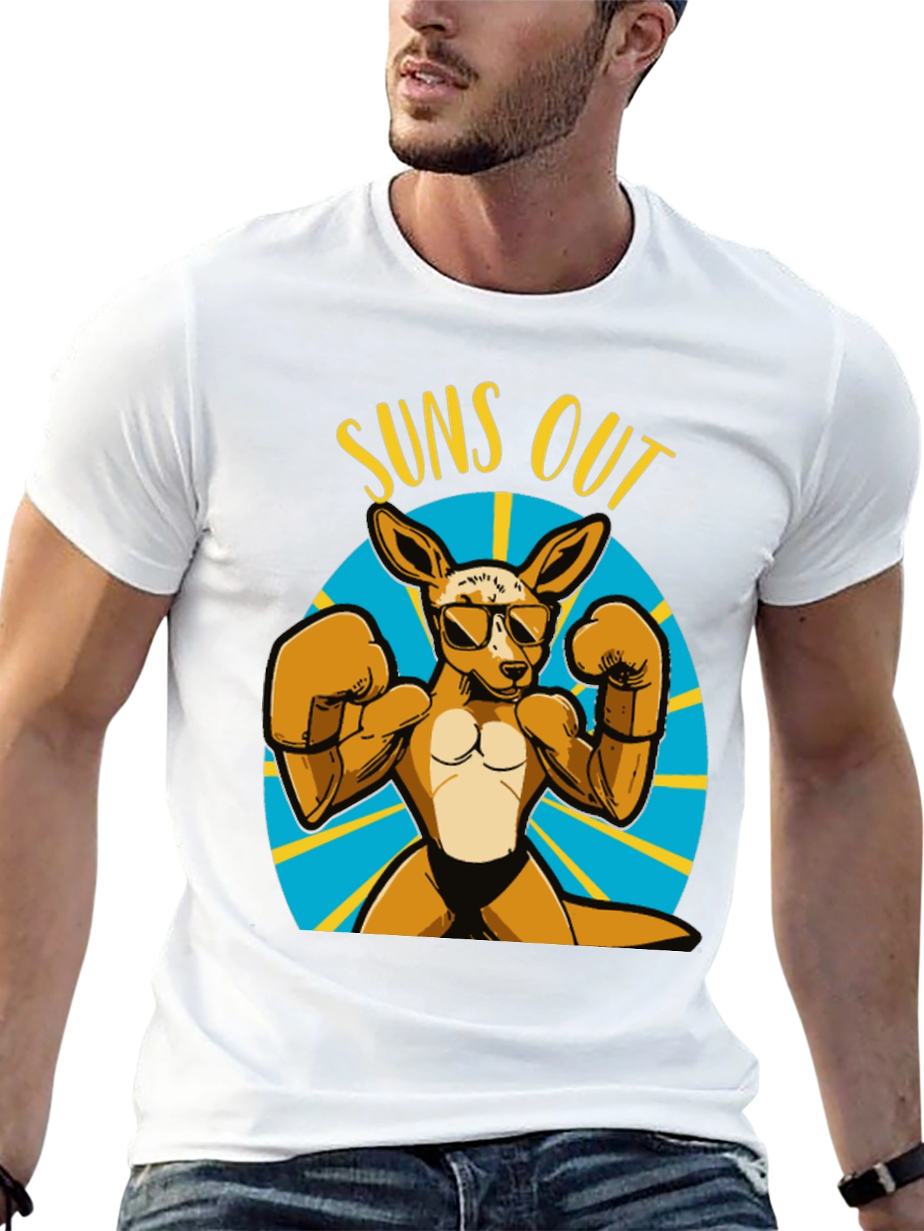 Suns Out Guns Out Kangaroo Boxing T-Shirt