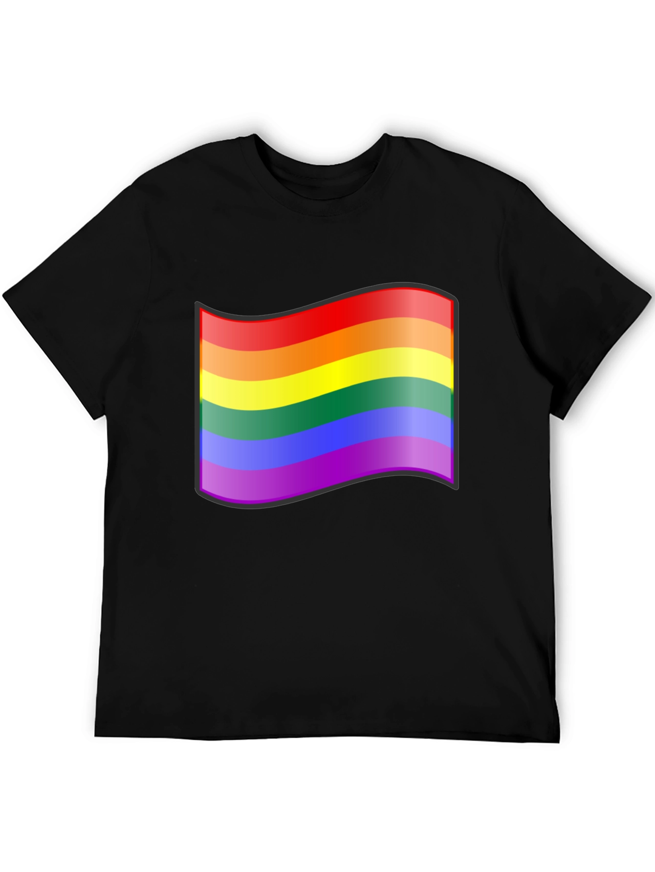 Pride Flag Graphic Tee - Black Cotton T-Shirt