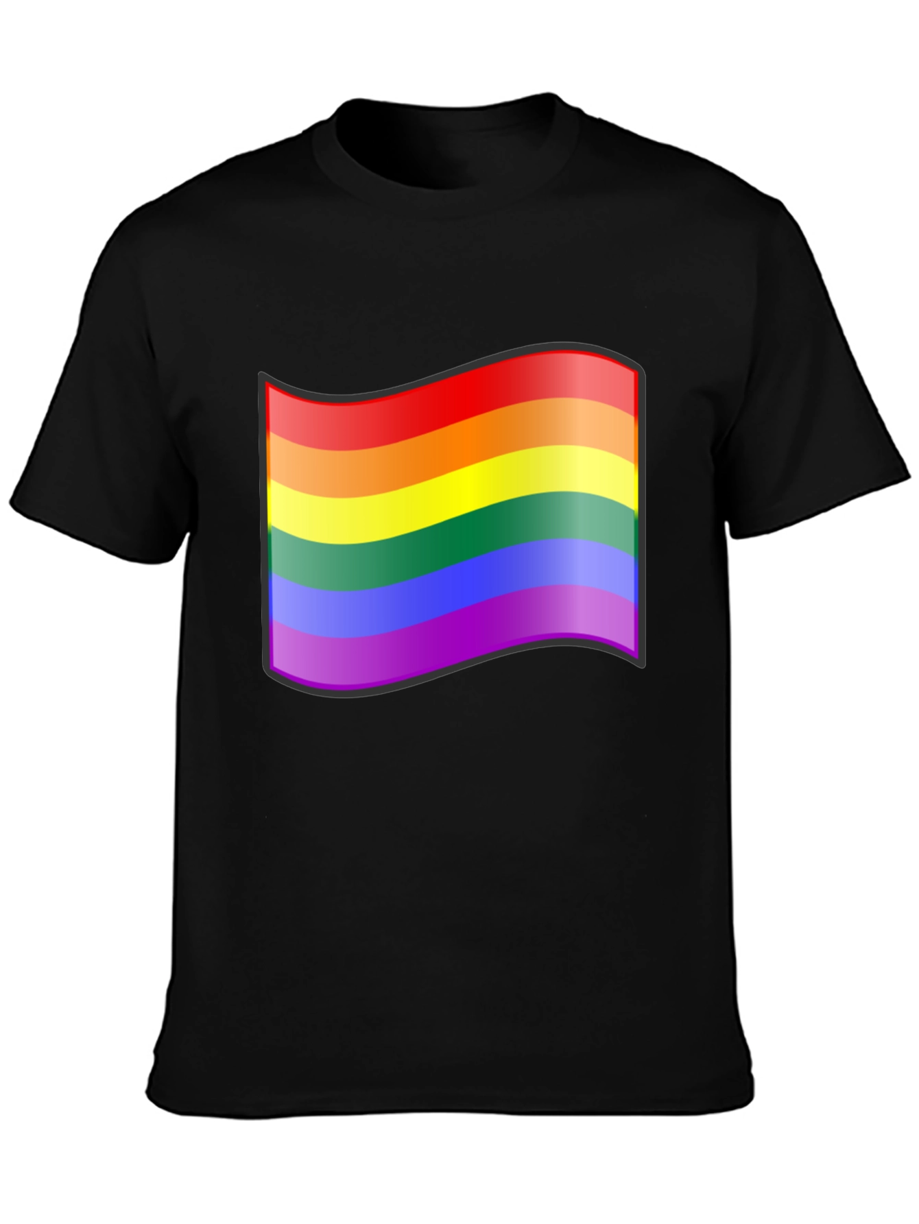 Pride Flag Graphic Tee - Black Cotton T-Shirt
