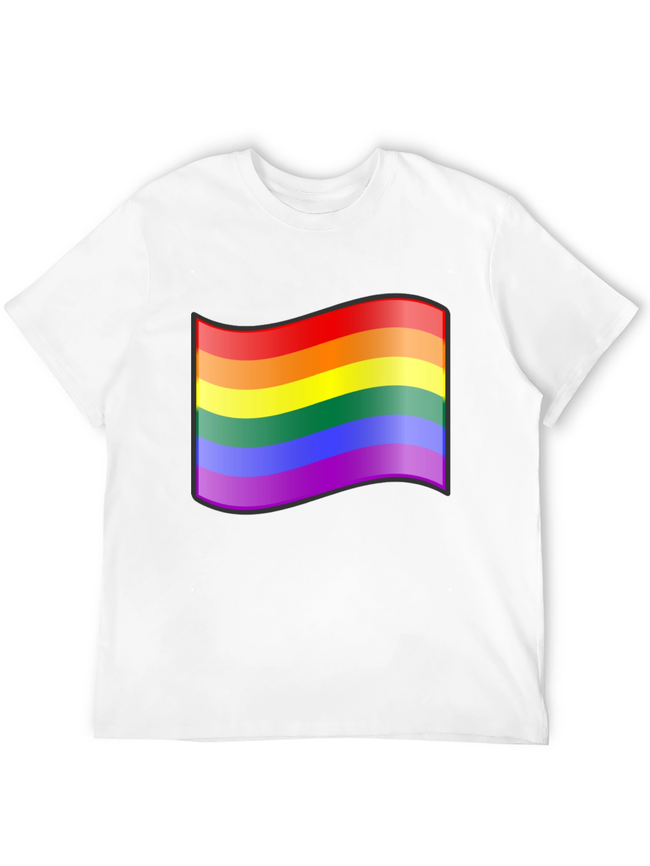 Pride Flag Graphic Tee - Black Cotton T-Shirt