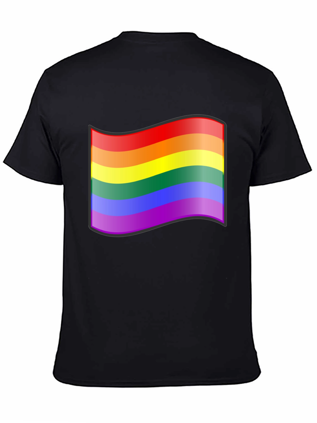 Pride Flag Graphic Tee - Black Cotton T-Shirt